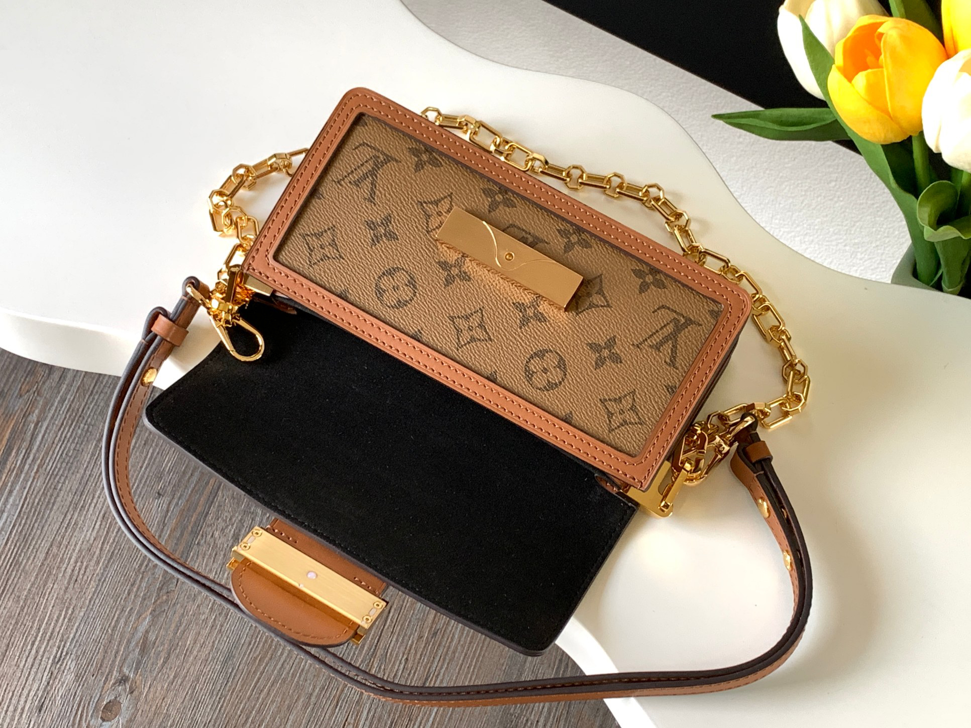 Louis Vuitton Dauphine East West Handbag in Monogram and Monogram Reverse Canvas - Image 6