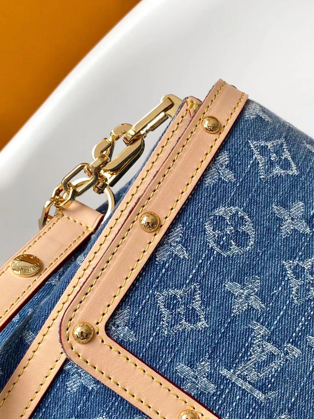Louis Vuitton x TM Dauphine Soft Large Denim Shoulder Bag - Image 6