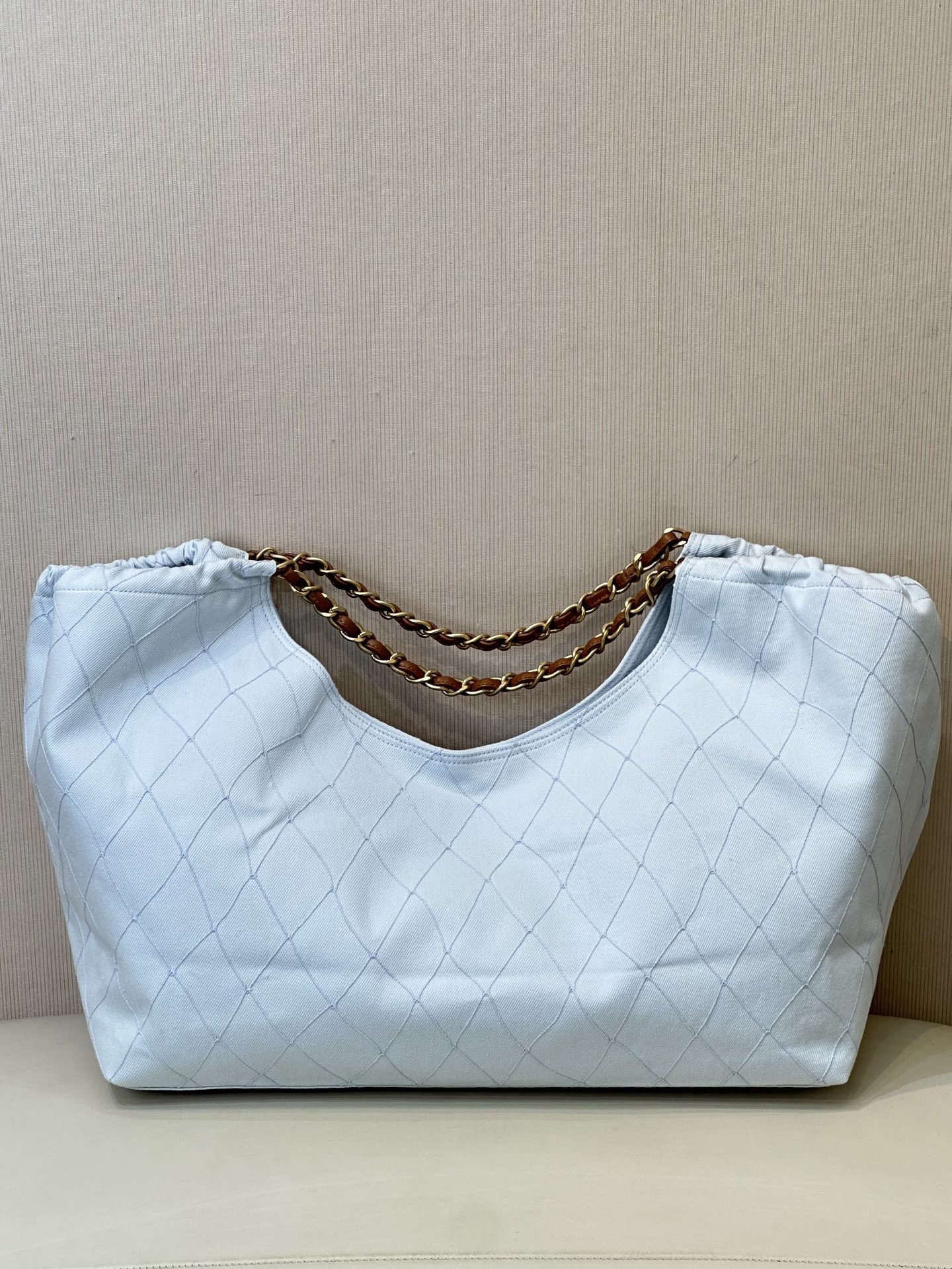 Chanel Coco Beach 2026 White Denim Tote Bag - Image 6