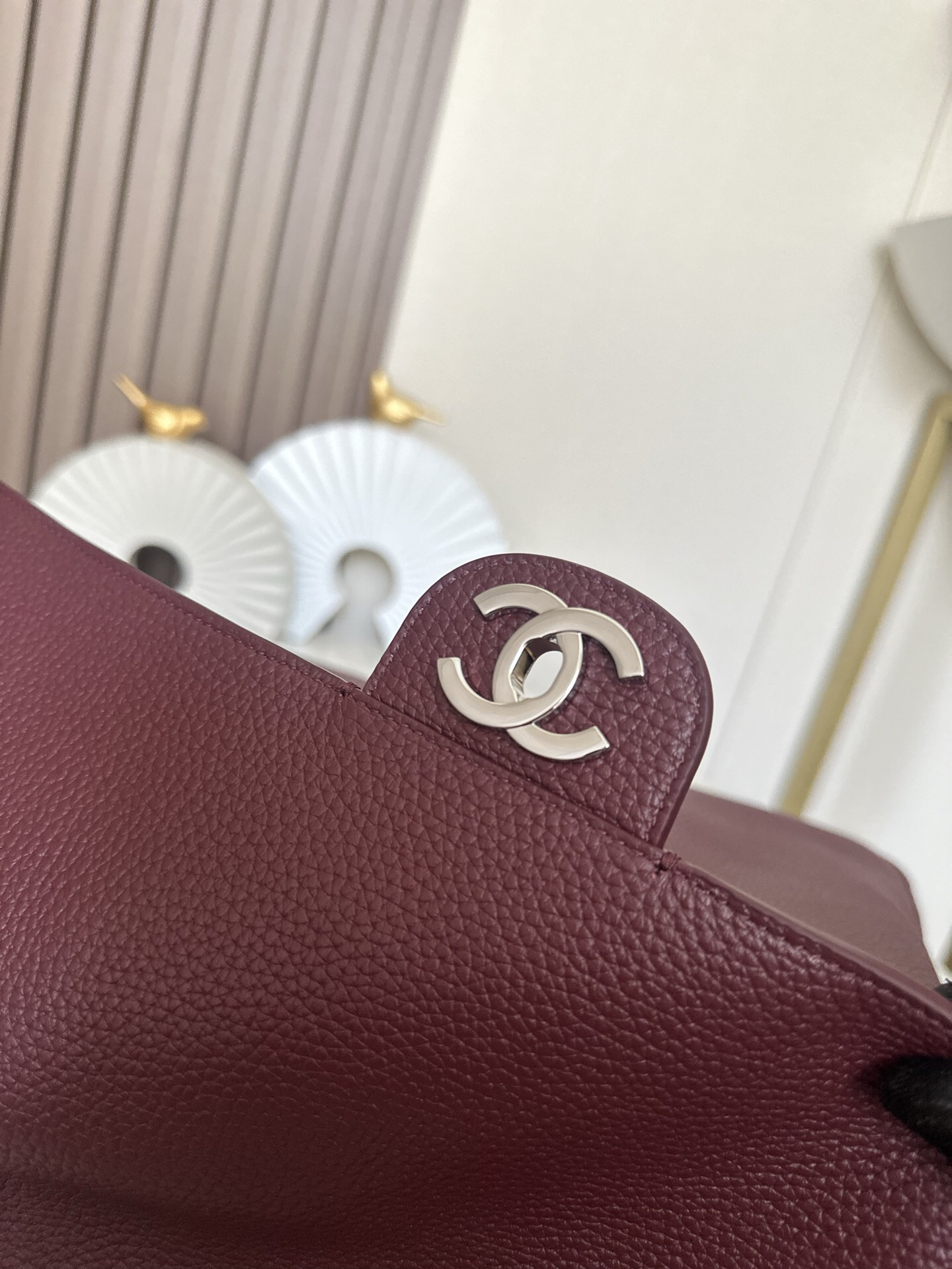 Chanel Wine-Red Maxi Flap Bag with Silver Clasp - Image 6