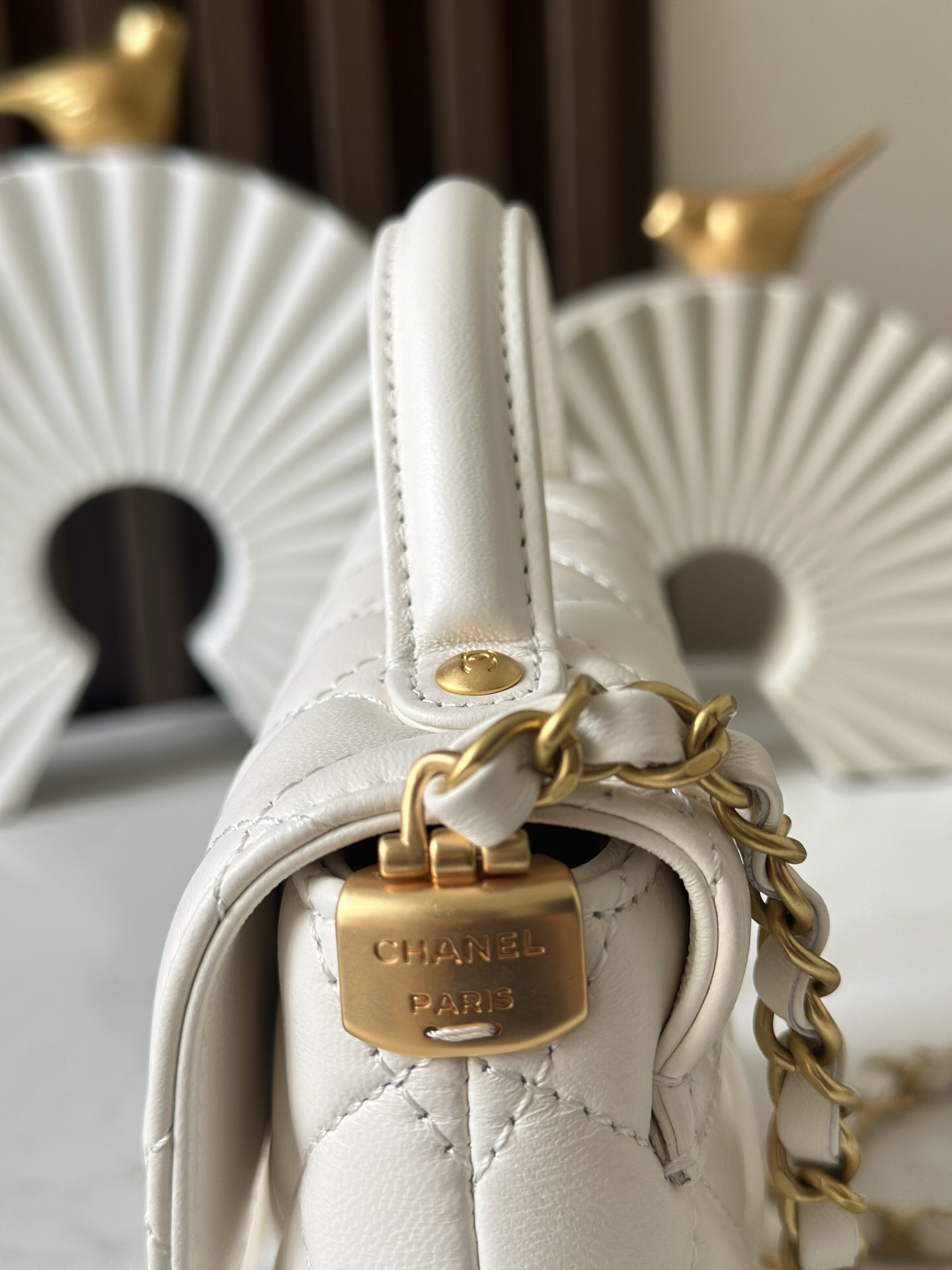 Kelly-Style Handbag in Black and Gold - Image 6
