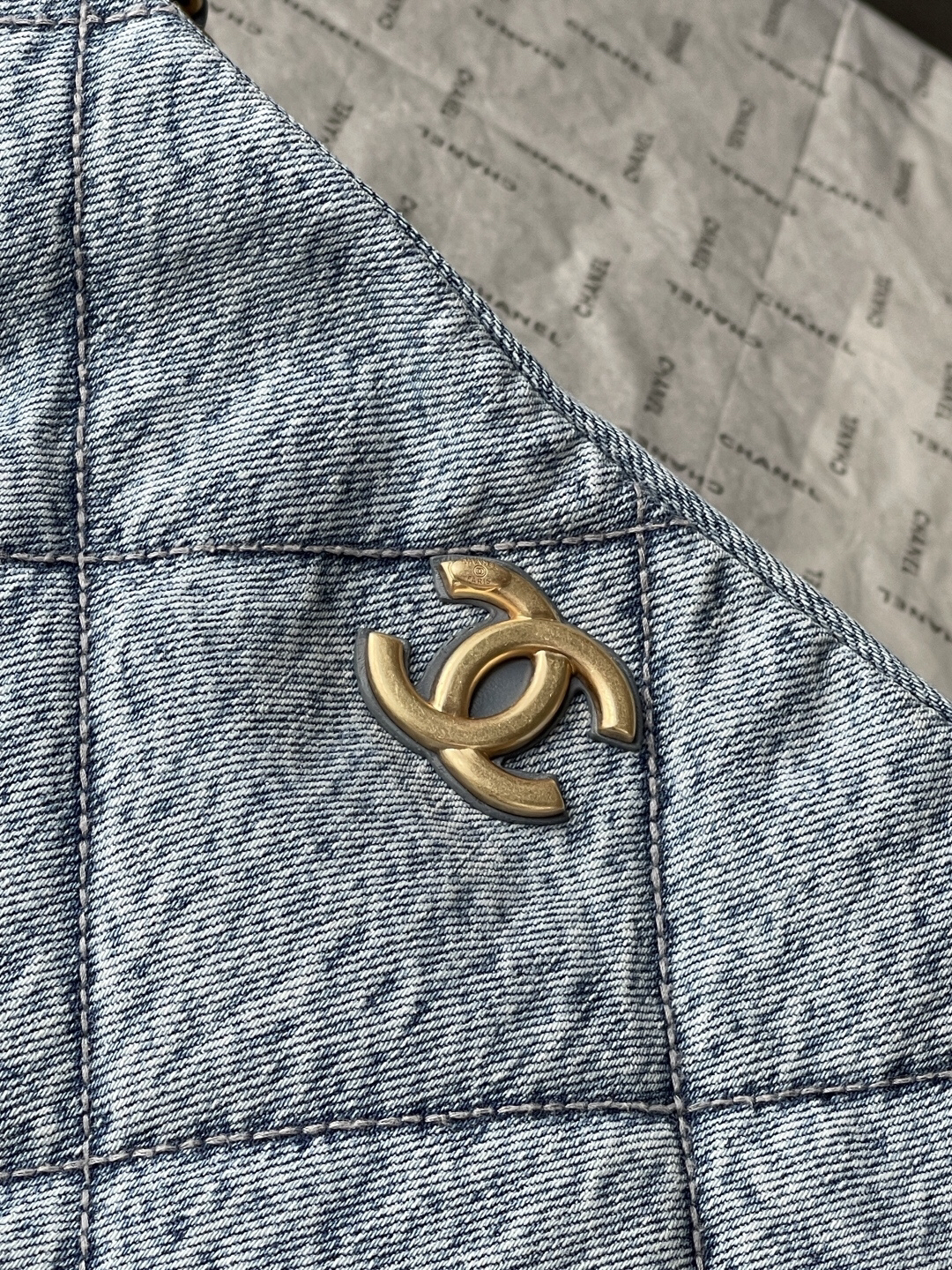 Chanel Denim Shopping Tote Bag - Image 6