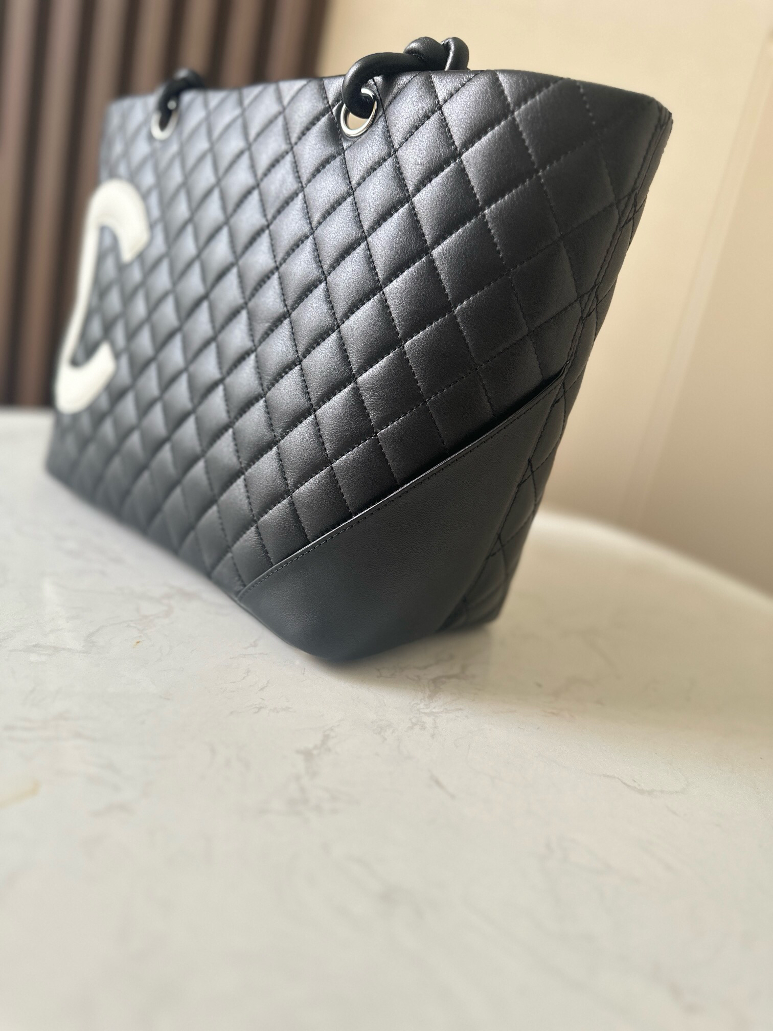 Chanel Black and White Calfskin Large Tote Bag - Image 6