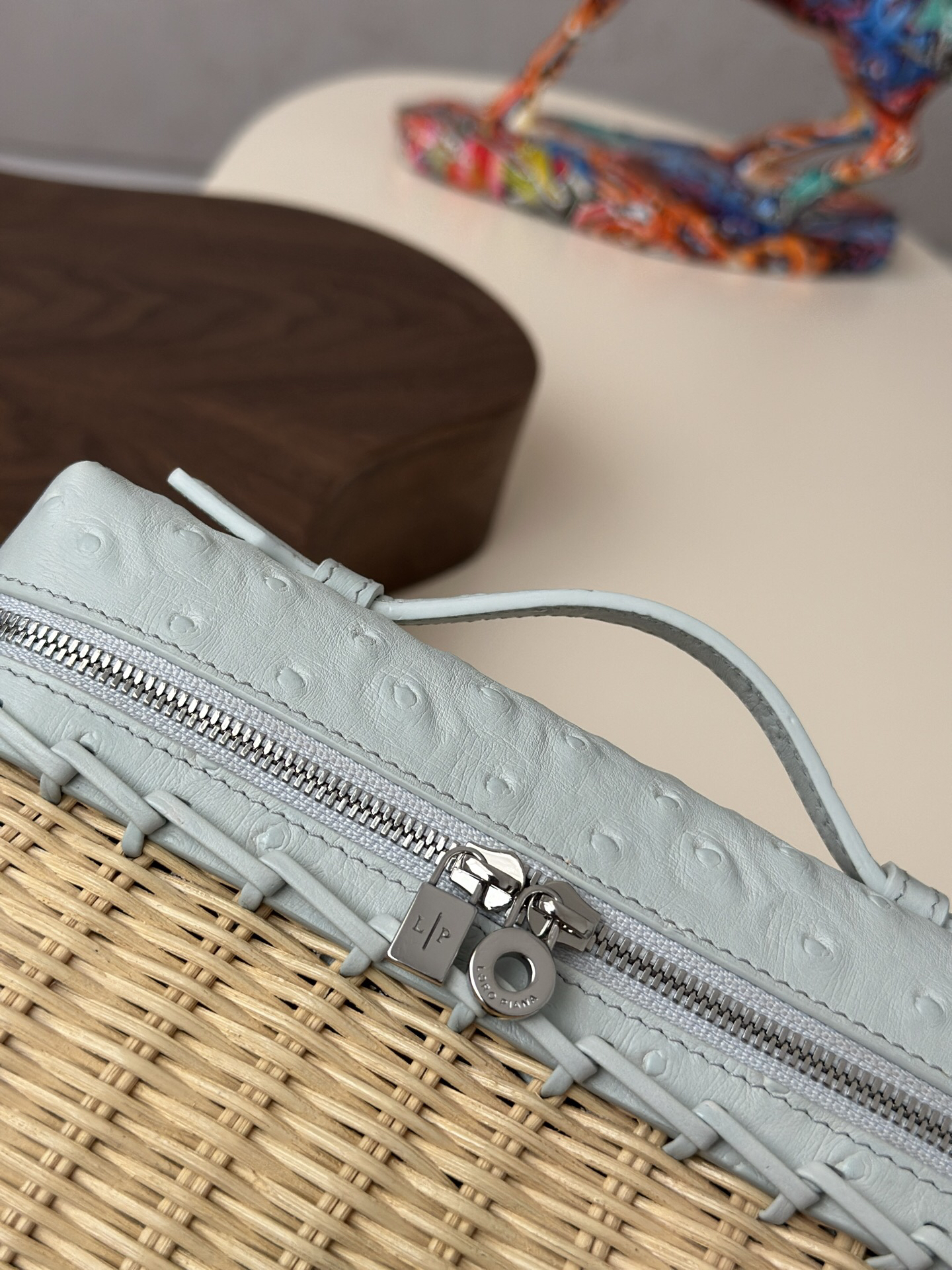 ExtraPocket Woven Bamboo and Leather Handbag - Image 6