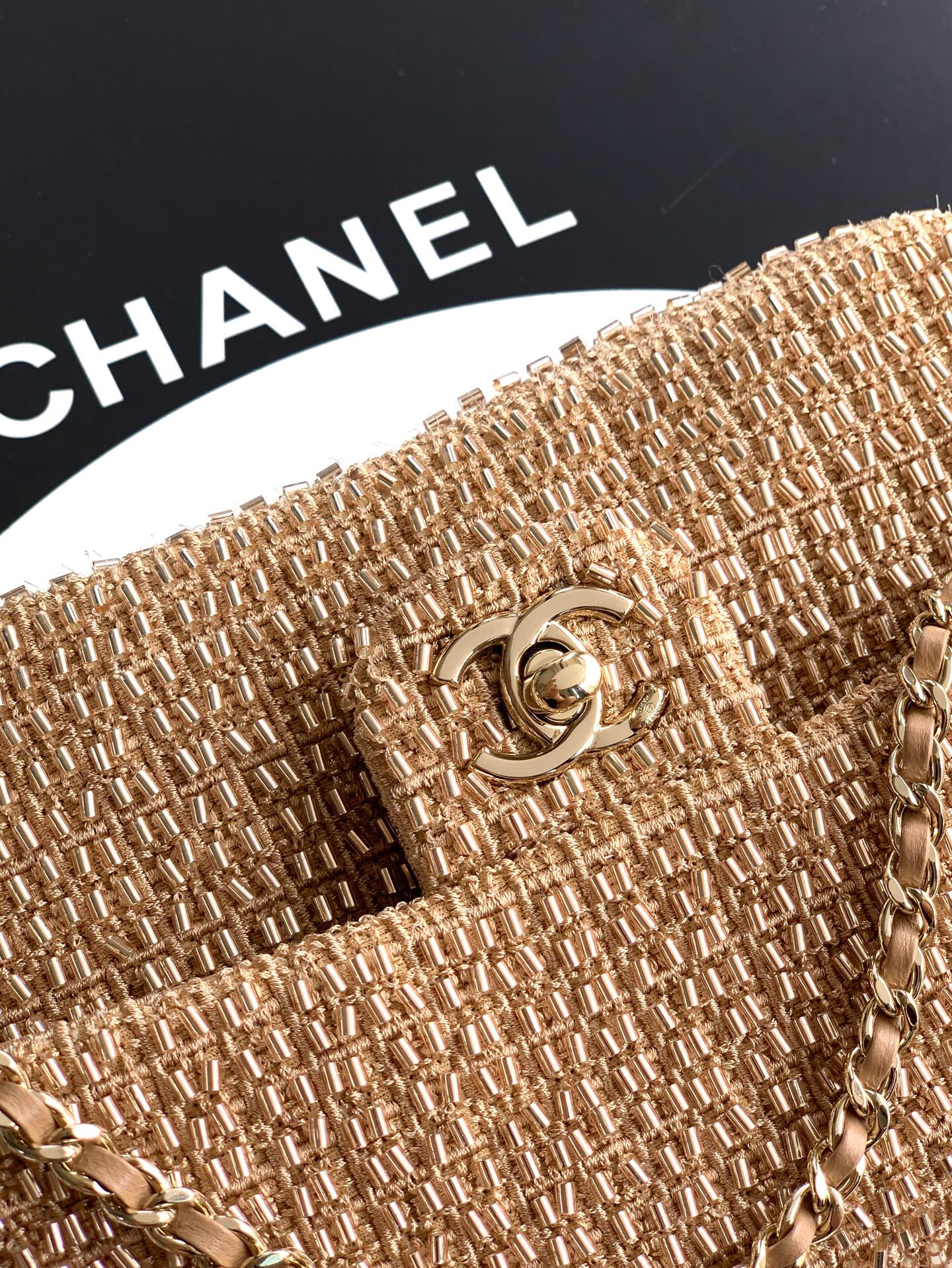 Chanel Woven Mini Evening Bag with Gold-Tone Chain - Image 6