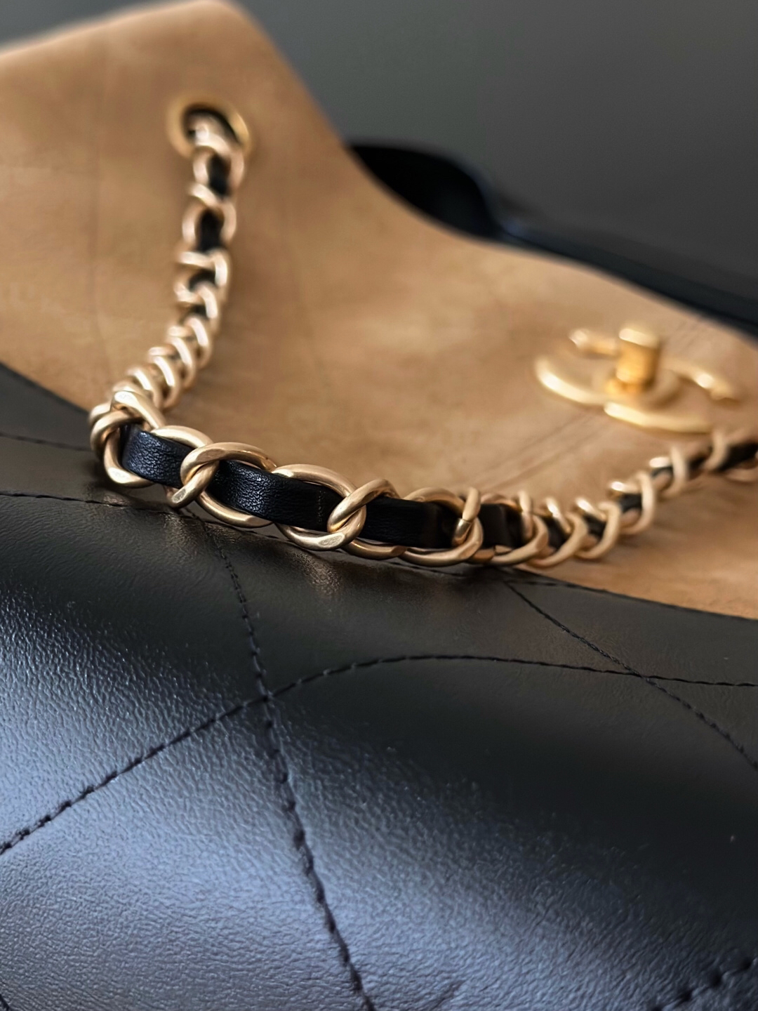 Velvet Handmade Box Handbag with Attached Mini Bag - Image 6