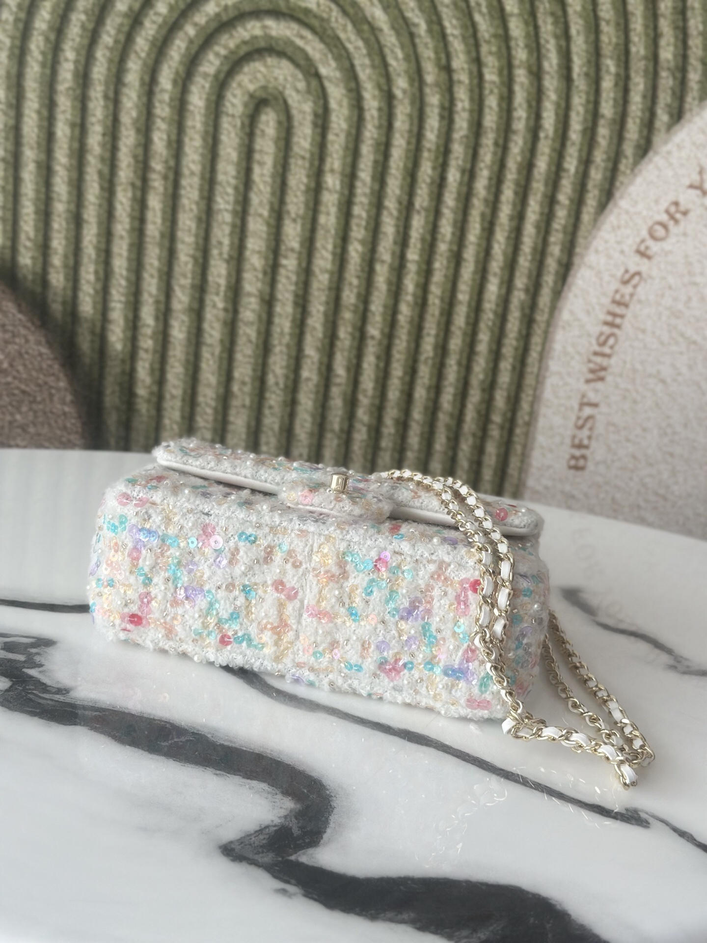 Chanel 26C Multicolor Tube Bead Sequin CF Crossbody Bag - Image 6