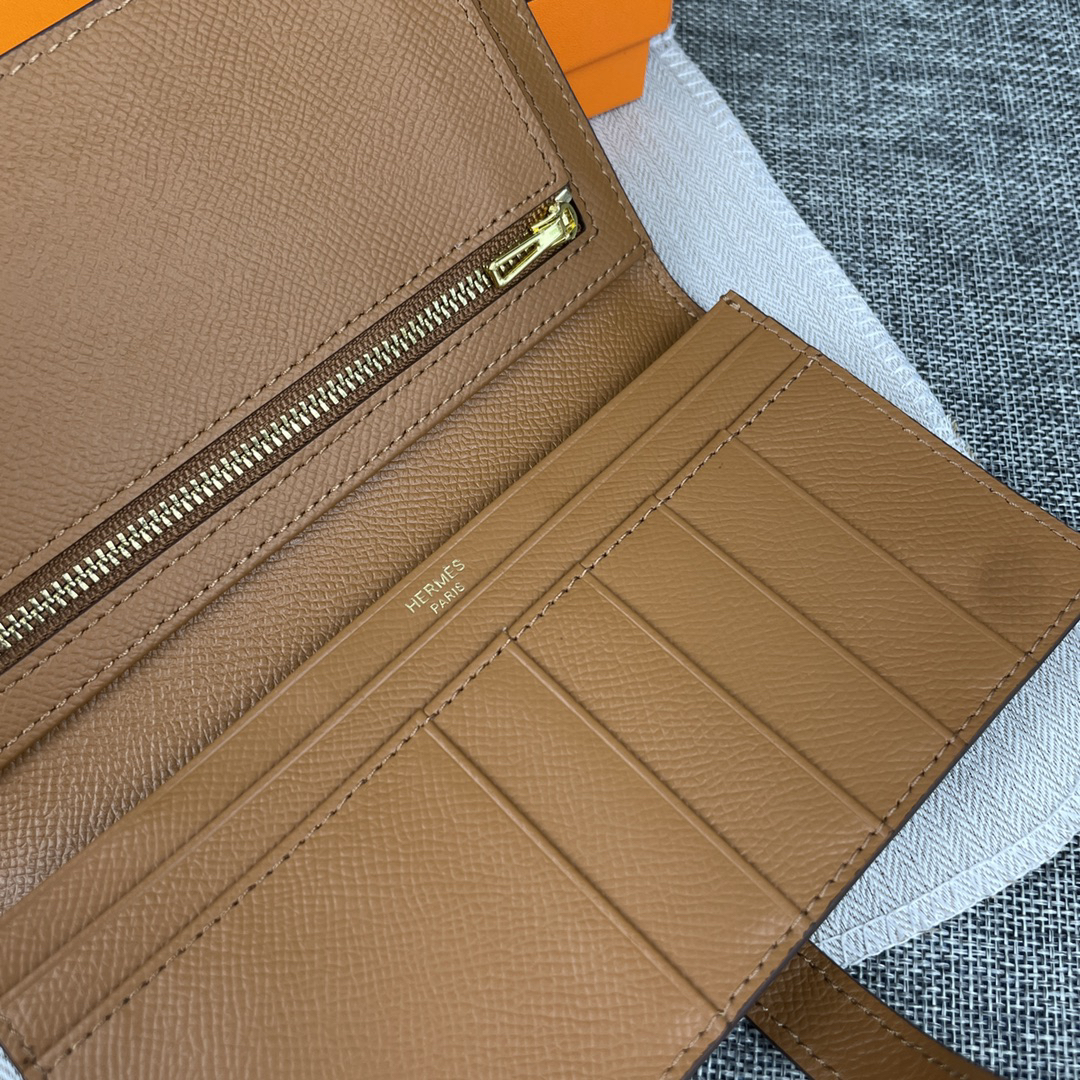 Hermes Epsom Leather Zip Pocket Vertical Wallet - Image 6