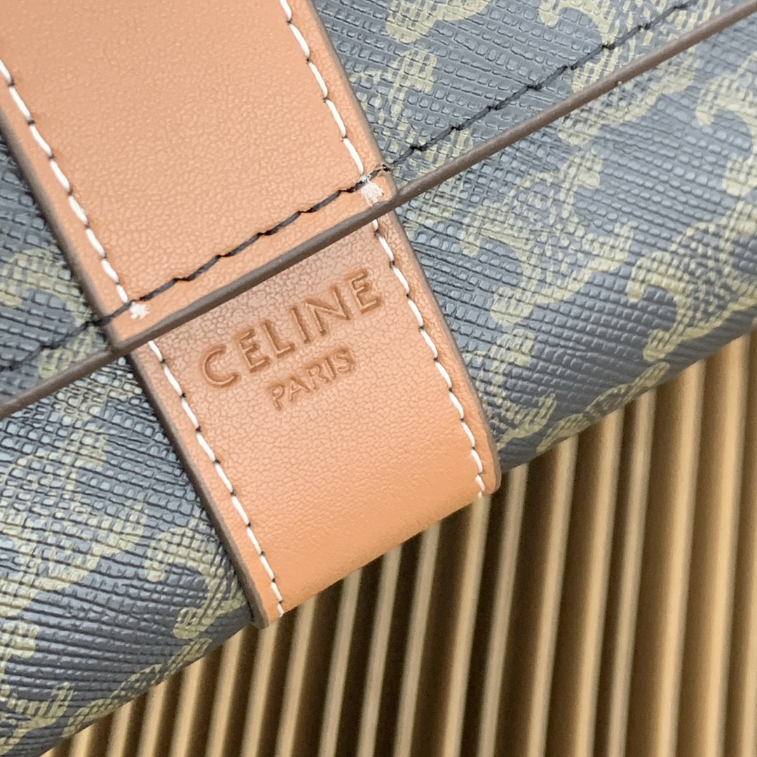 Celine Triomphe Large Canvas and Lambskin Flap Wallet - Image 6