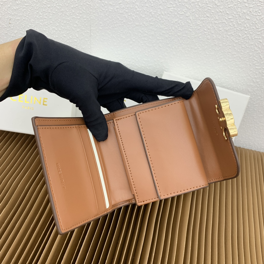 CELINE Triomphe Small Textile and Calfskin Leather Wallet - Image 6