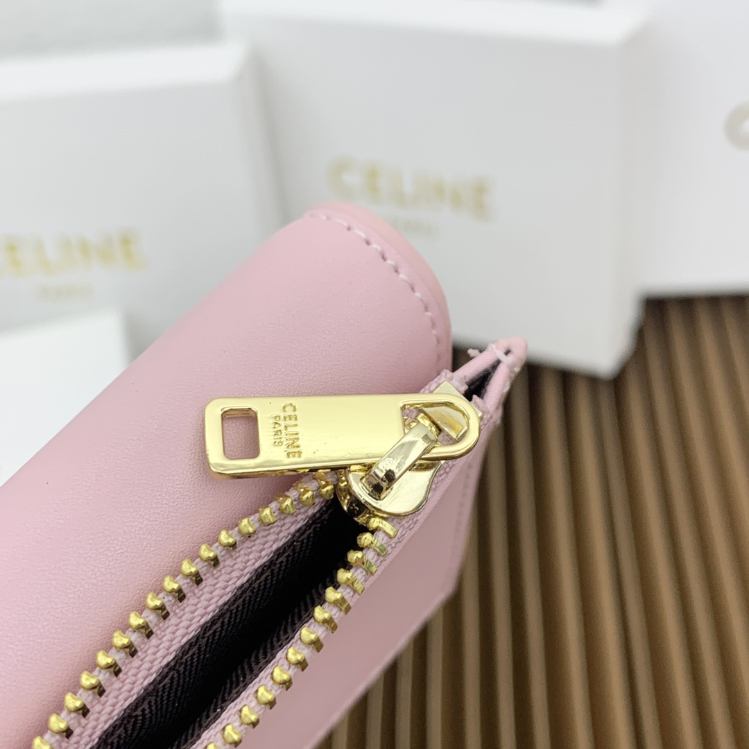 Celine Triomphe Small Glossy Calfskin Wallet with Coin Pocket - Image 6