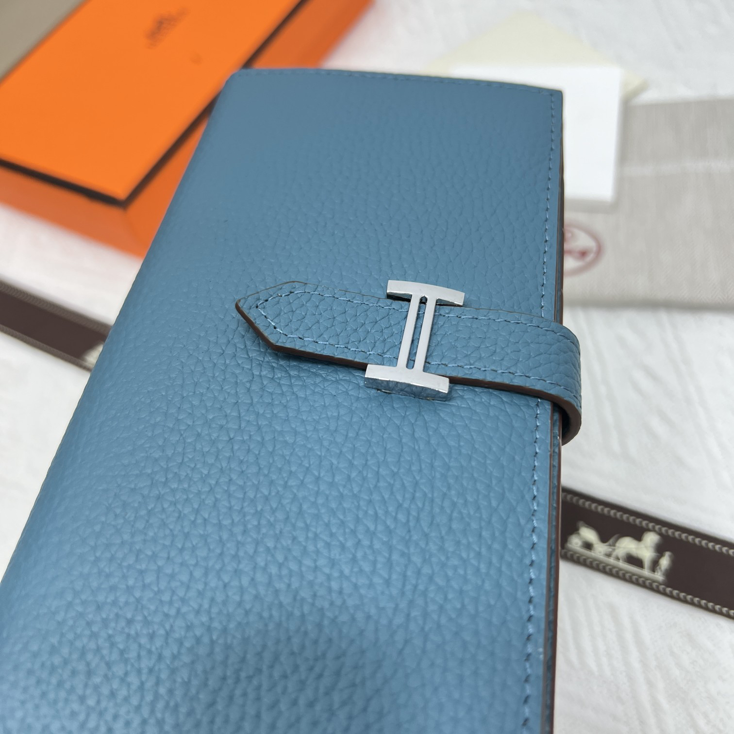 Hermes Long Leather Wallet with Interior Zipper - Image 6