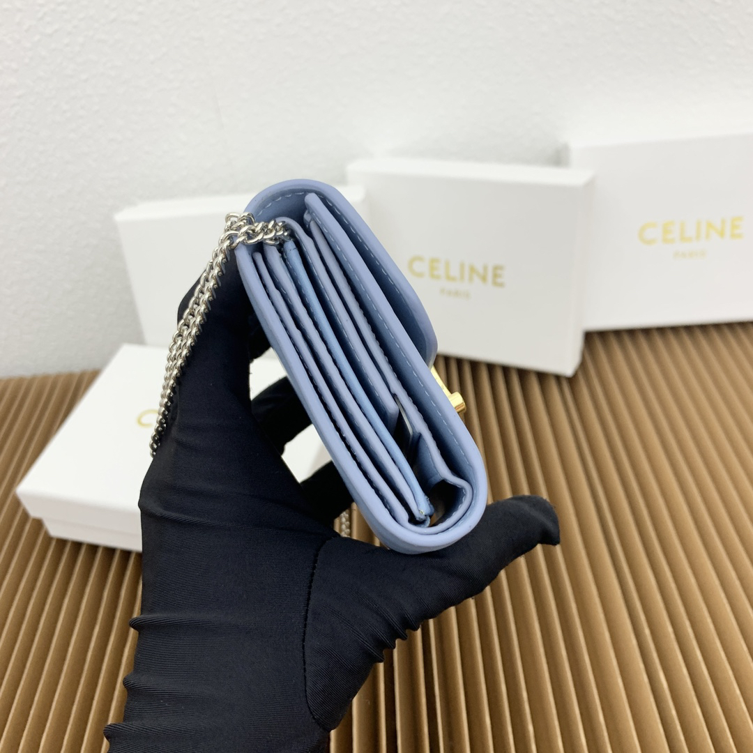 CELINE Small Triomphe Lambskin Flap Wallet - Image 6