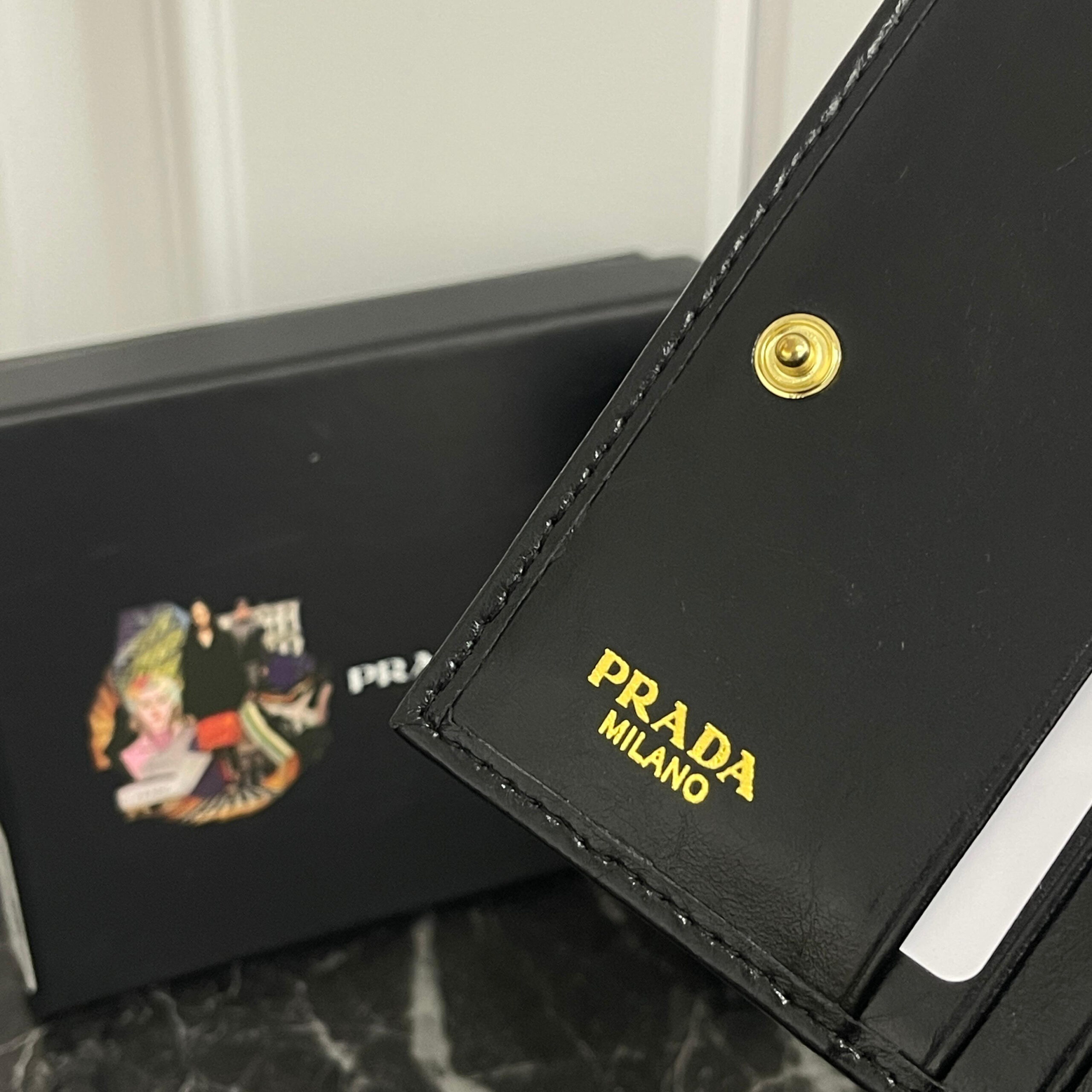 Prada Small Leather Wallet with Enamel Triangle Logo - Image 6