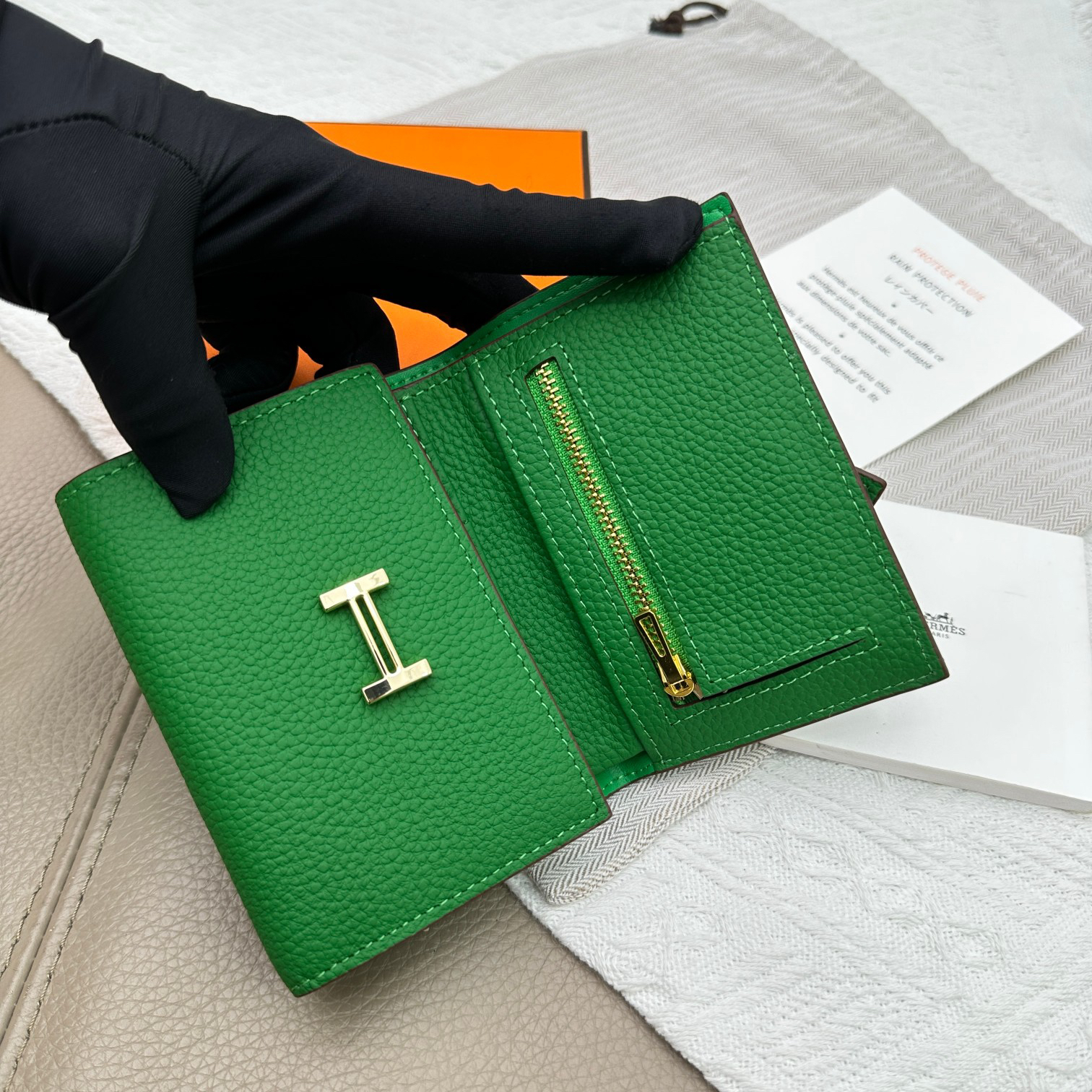 Hermès Togo Leather Tri-Fold Wallet - Image 6