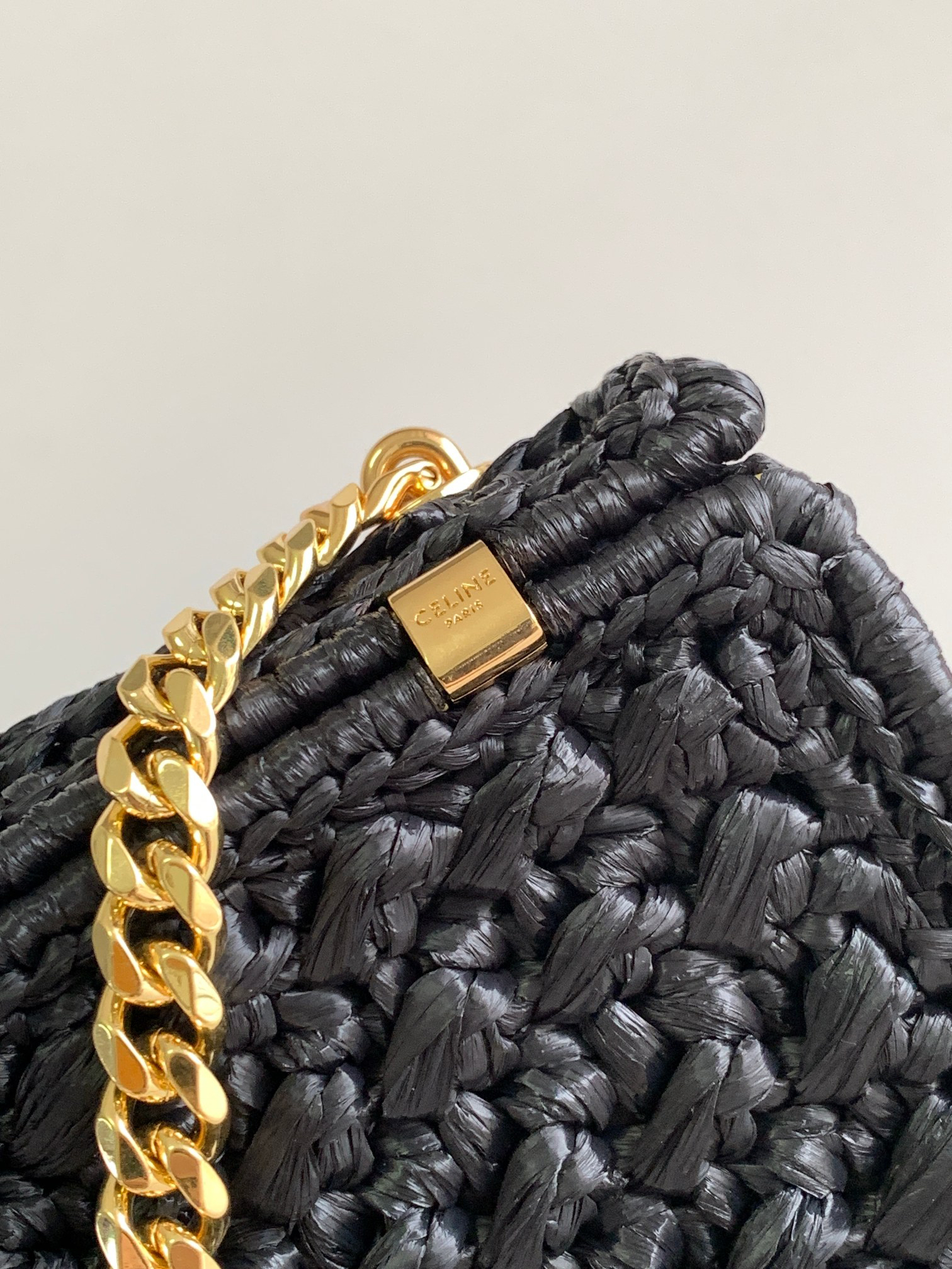 Celine Summer Limited-Edition Raffia Woven Chain Shoulder Bag - Image 6