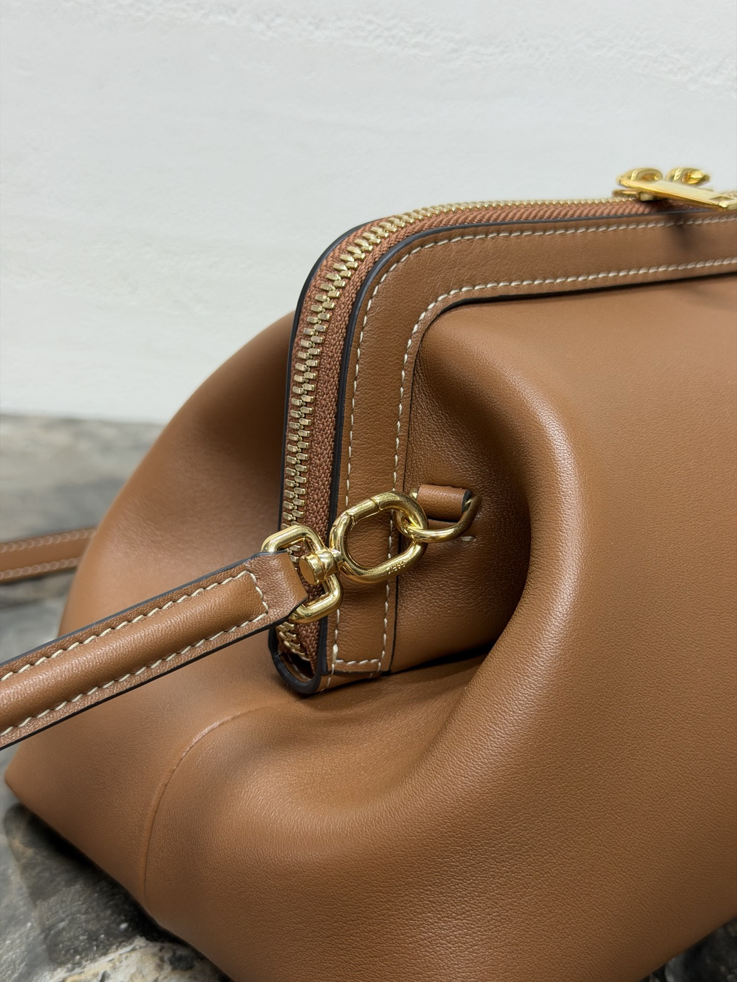 Small Cowhide Handbag with Steel Hardware - Image 6