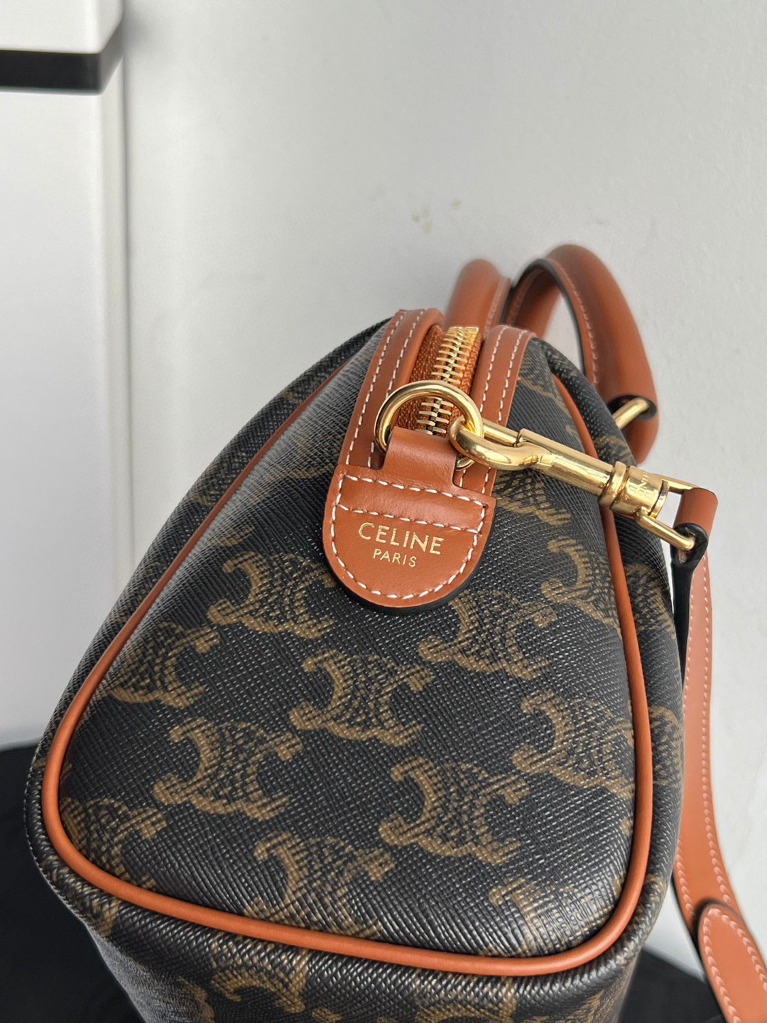 CELINE Triomphe Canvas Boston Handbag - Image 6