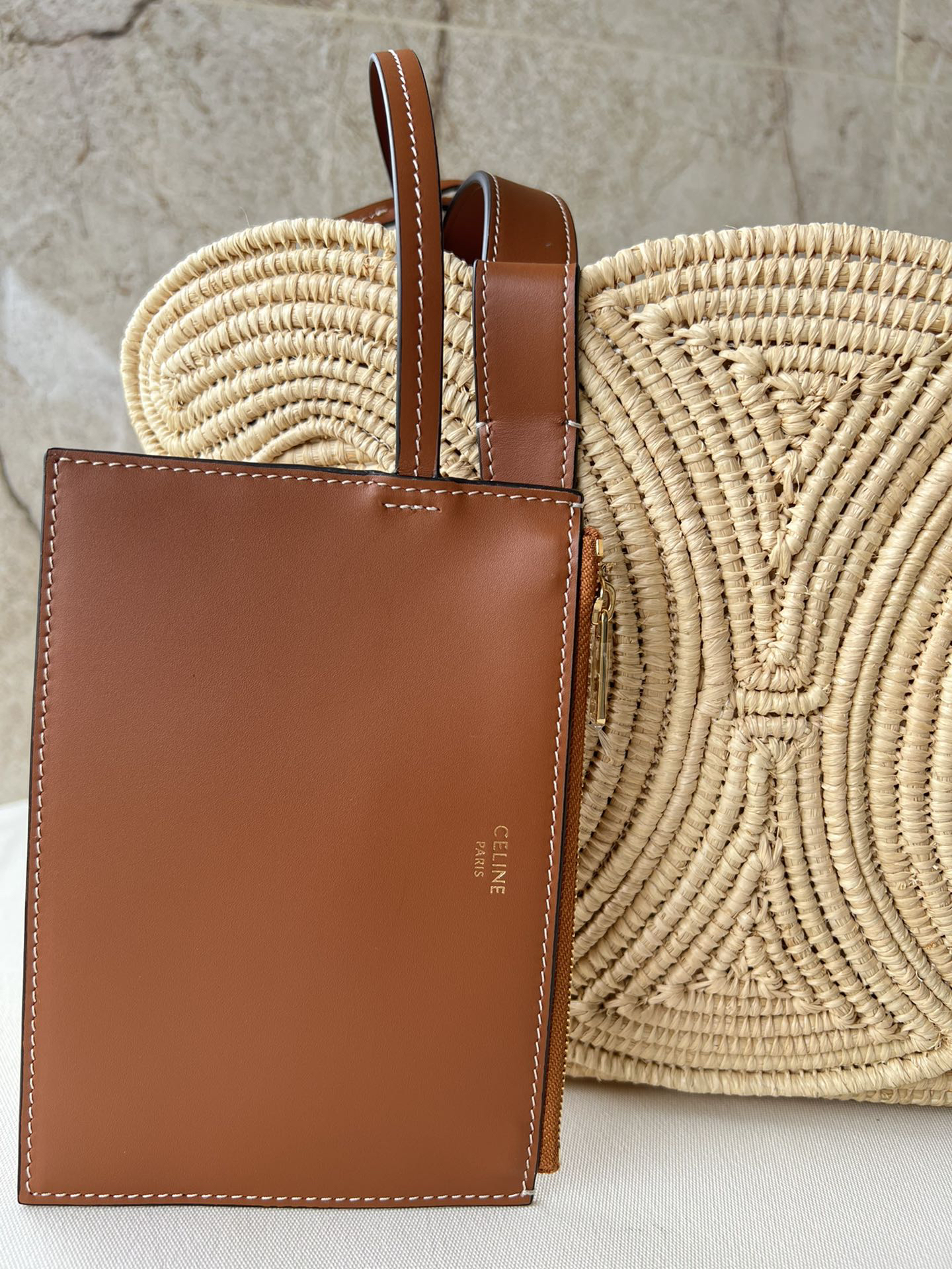 CELINE Medium TRIOMPHE Classic Woven Basket Handbag - Image 6