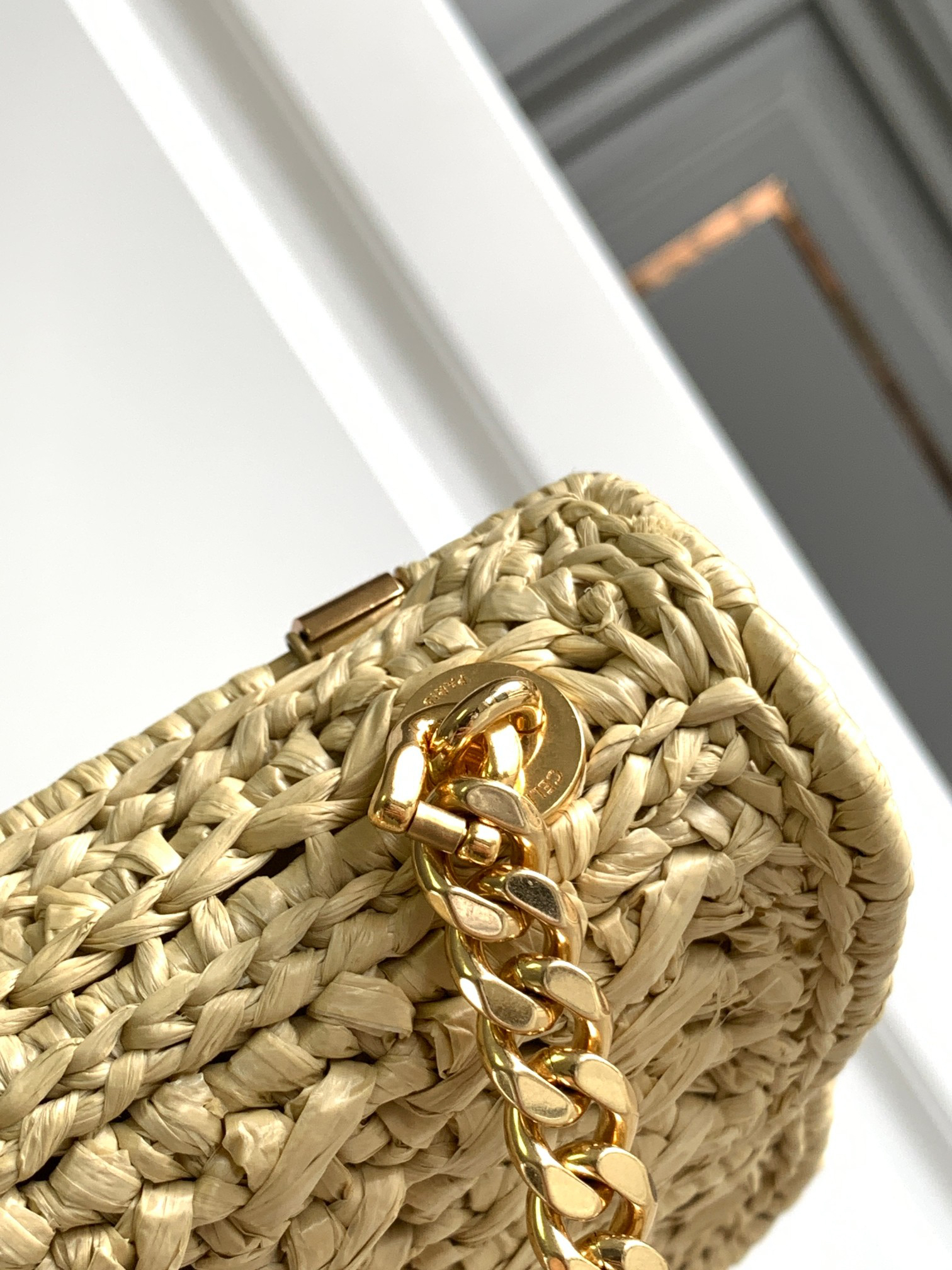 Celine Triomphe Raffia Chain Shoulder Bag - Image 6