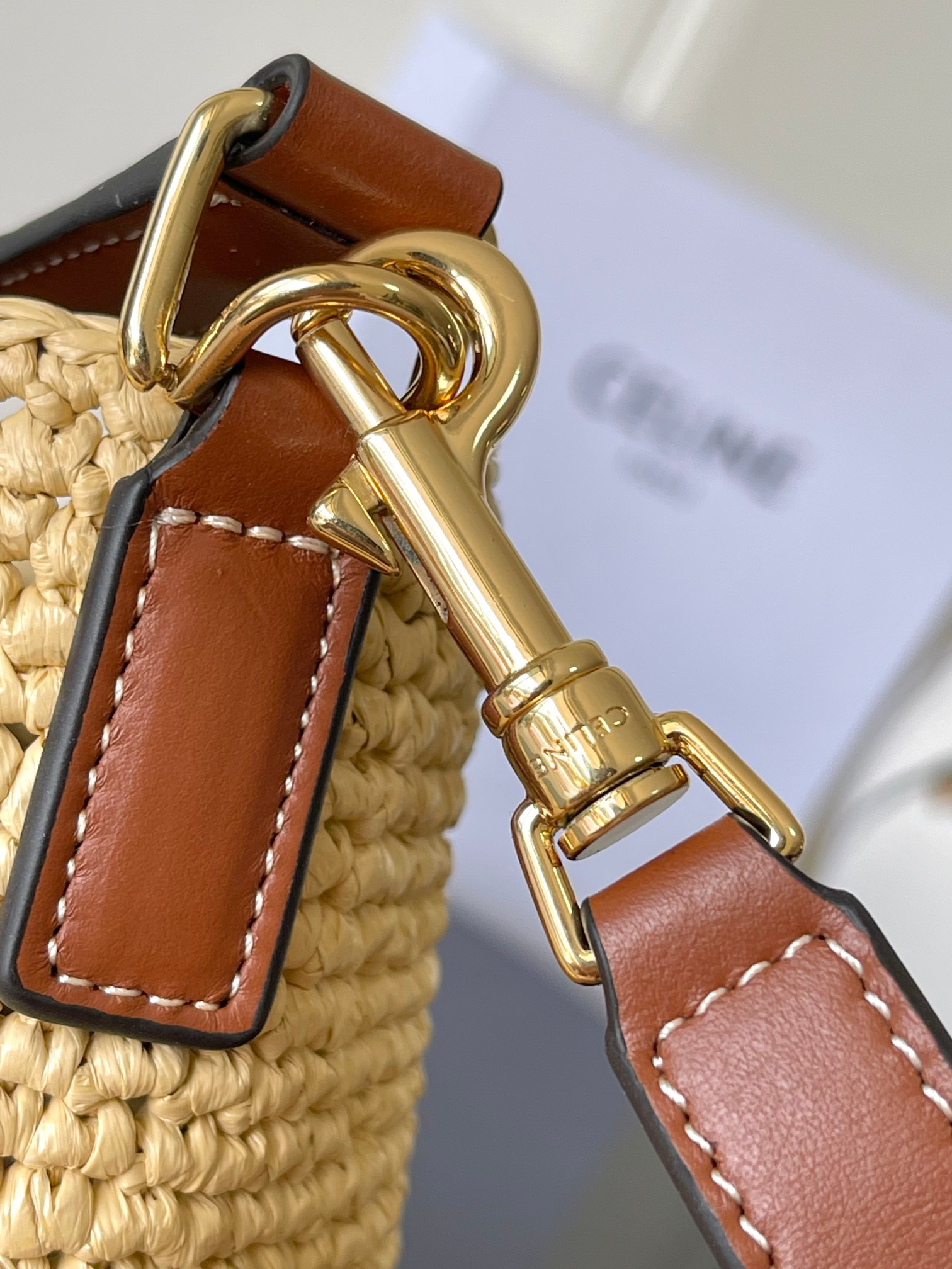 Celine Louise Small Woven and Leather Bucket Bag - Image 6