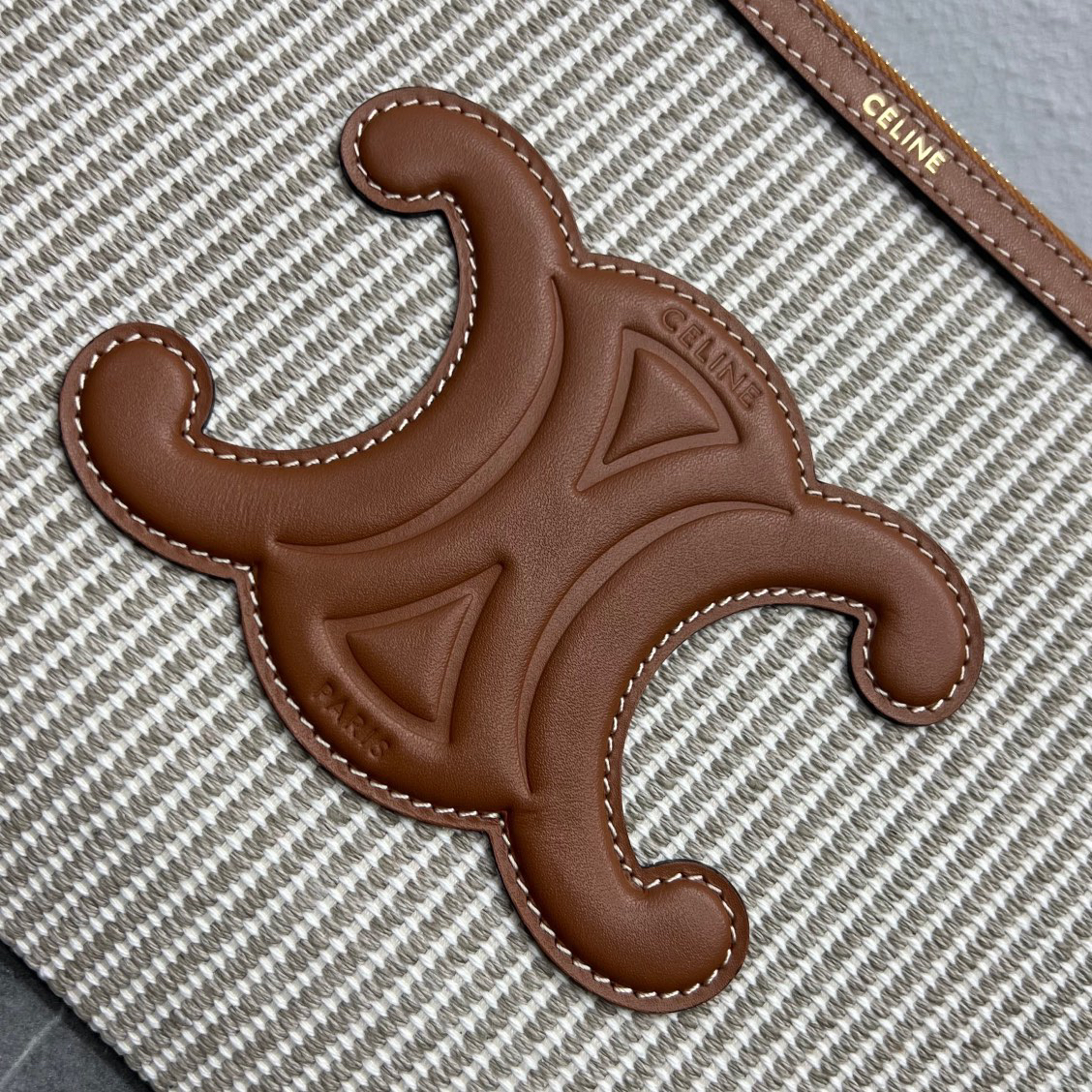 Celine Striped Fabric Handbag - Image 6
