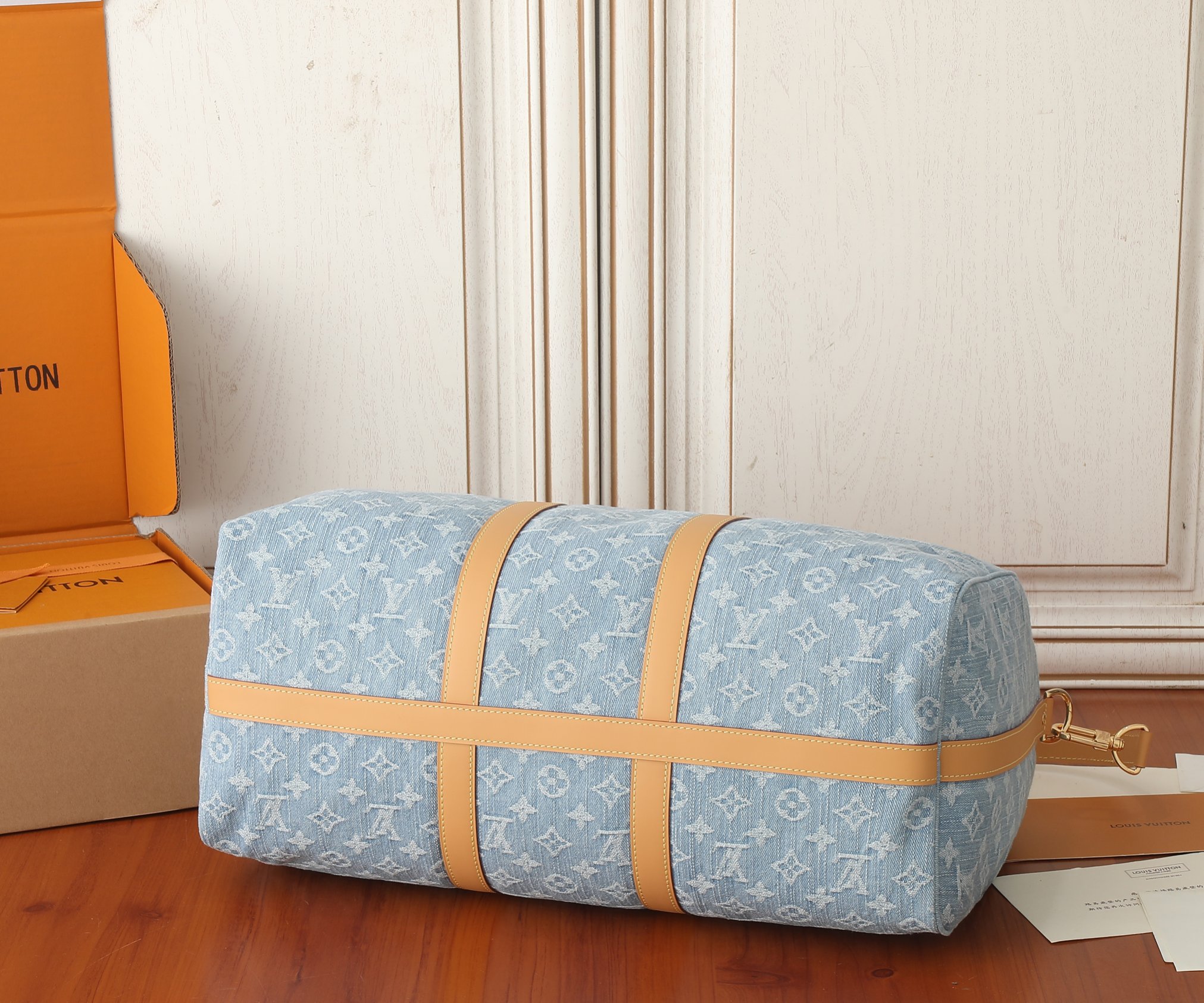 Louis Vuitton Keepall Bandoulière 45 Monogram Denim Travel Bag - Image 7