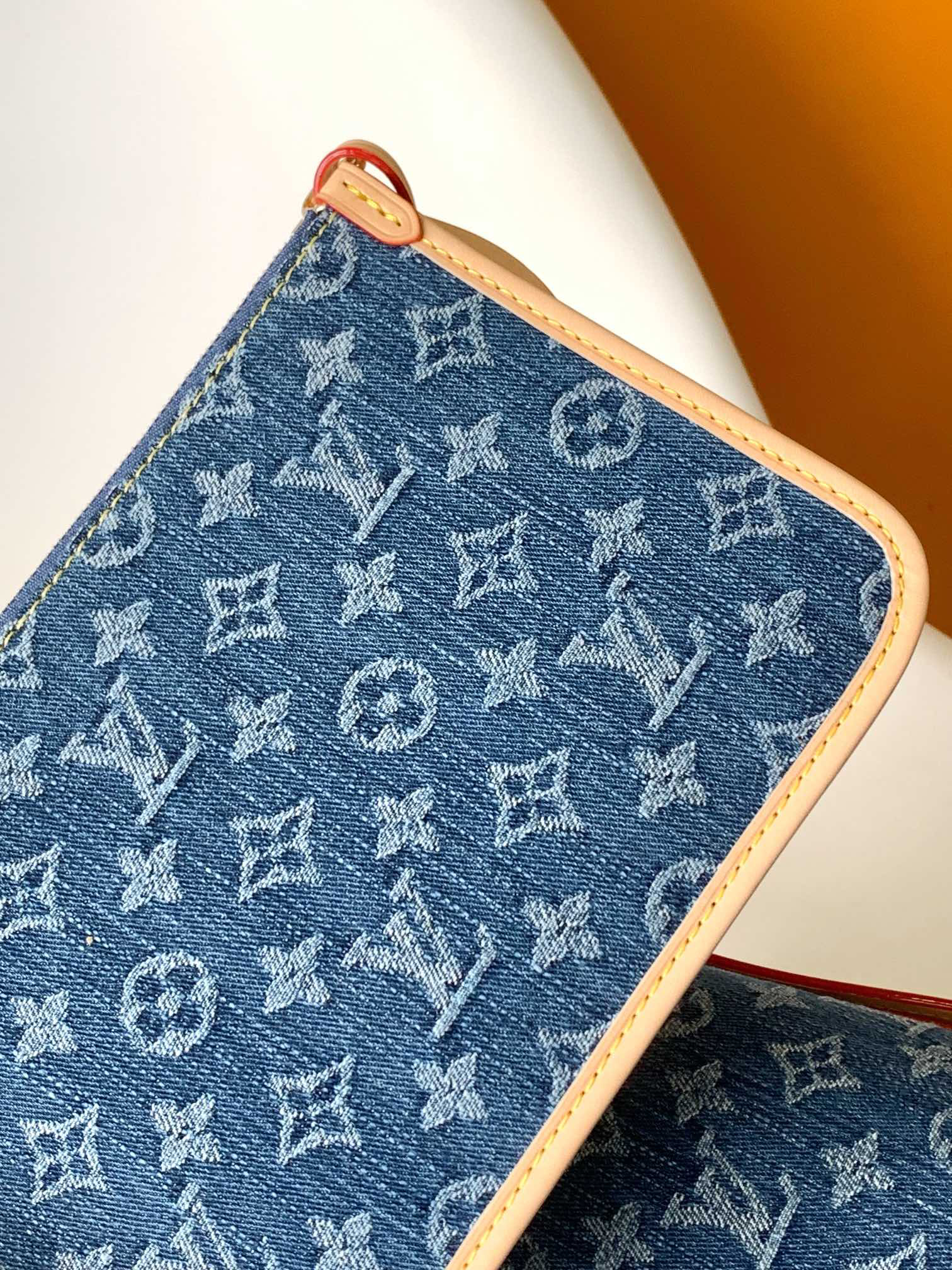 Louis Vuitton CarryAll MM Handbag in Blue Denim - Image 7