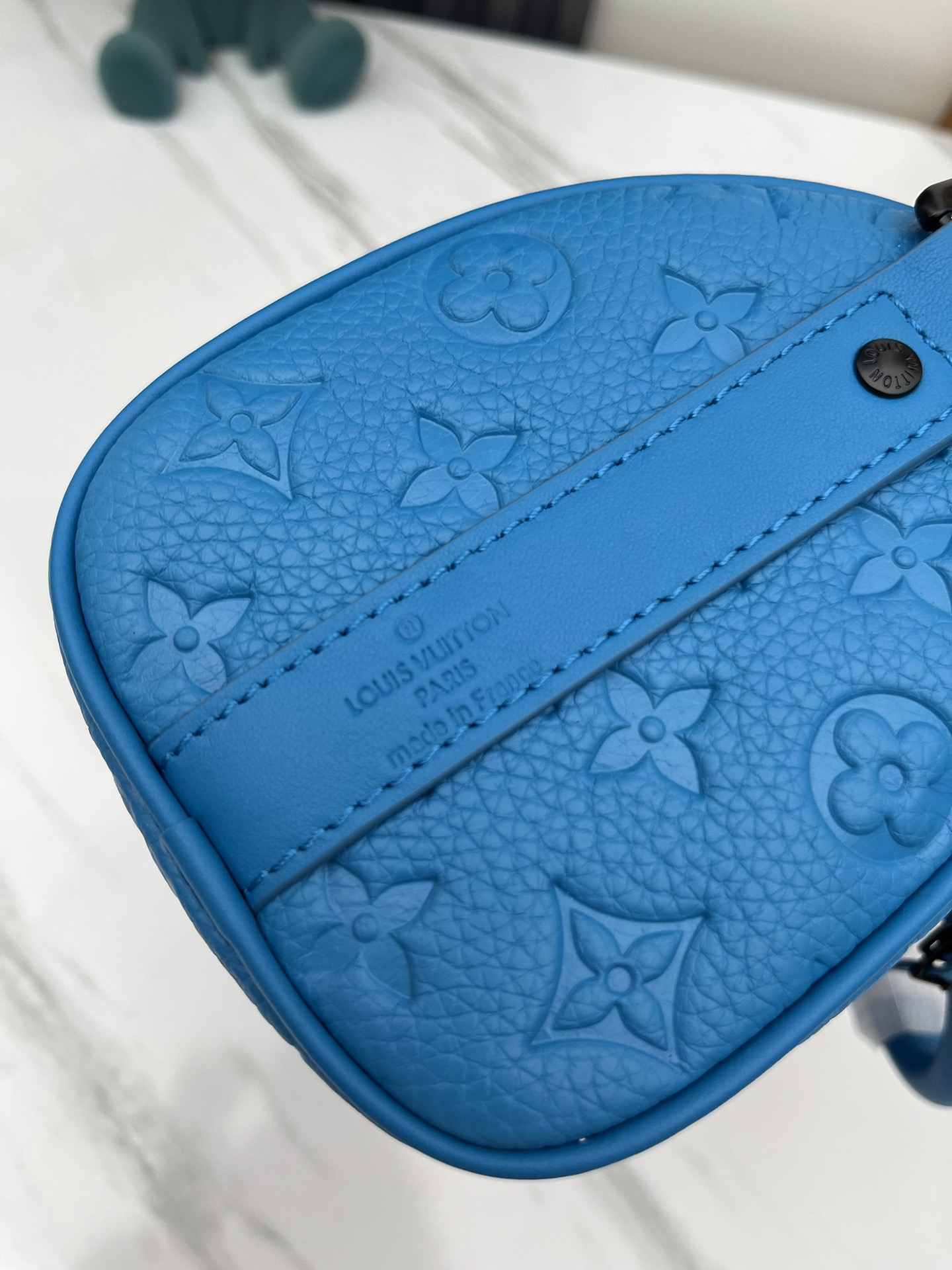 Louis Vuitton Keepall Mini Travel Bag in Blue Taurillon Monogram Leather - Image 7