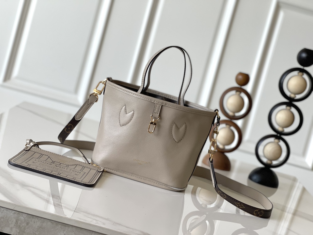 Louis Vuitton Neverfull BB Handbag, Damier Azur Canvas, Gray, Small - Image 7