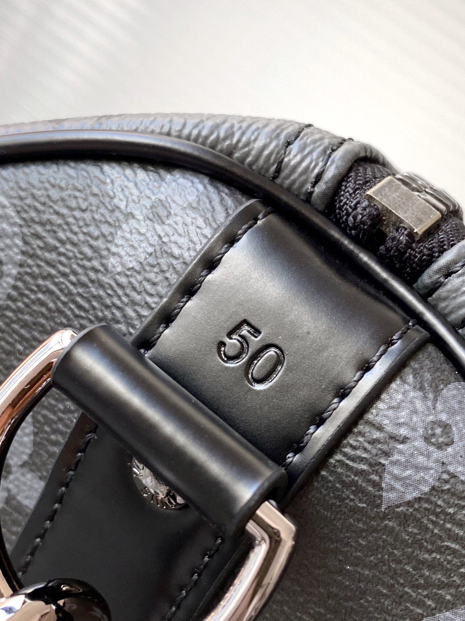 Louis Vuitton Keepall Bandouliere 50 Travel Bag in Monogram Eclipse Reverse Canvas - Image 7
