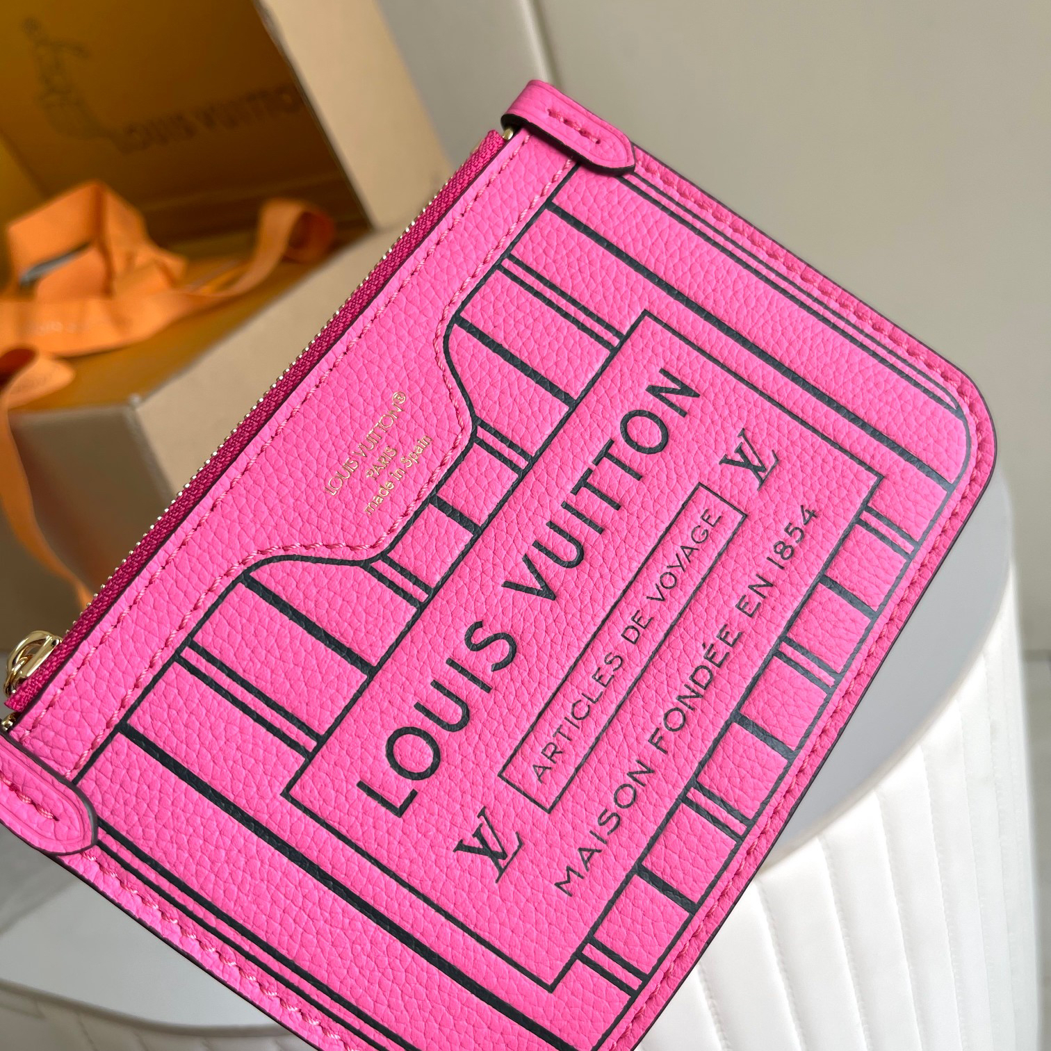 Louis Vuitton Neverfull BB Tote Bag in Damier Azur Canvas, Rose Pink - Image 7