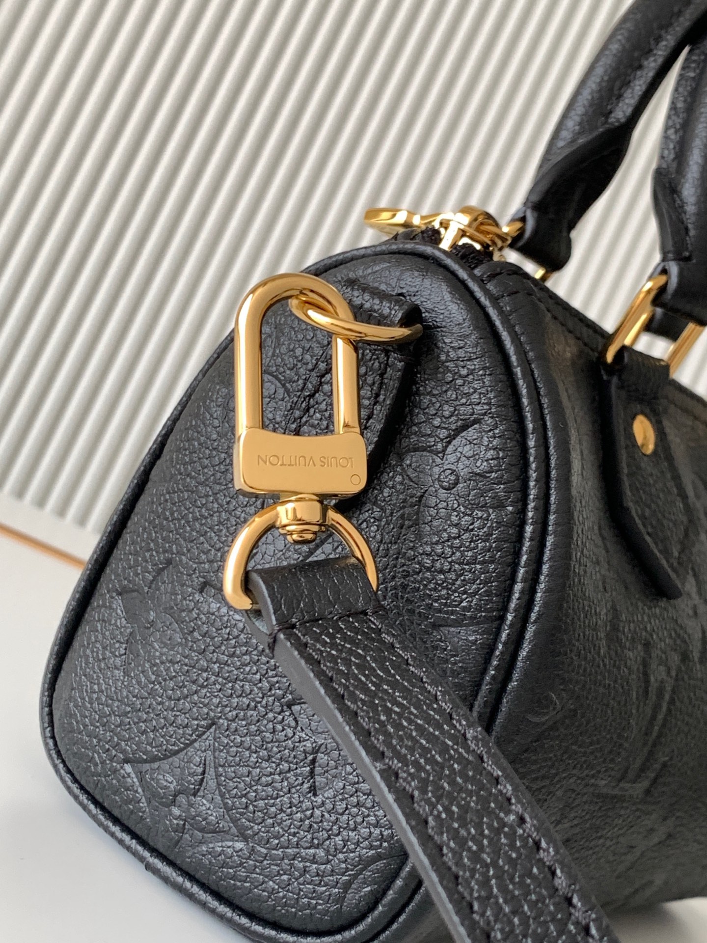 Louis Vuitton Nano Speedy Handbag in Black Monogram Empreinte Leather - Image 7