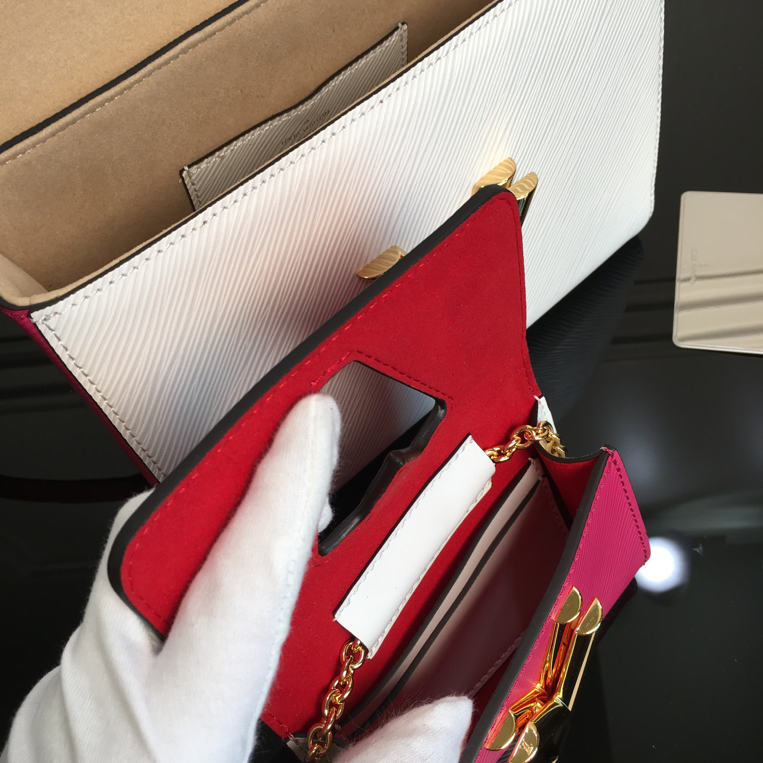 M55683 Red Two-Piece Twin Bag in Wave-Textured Leather - Image 7