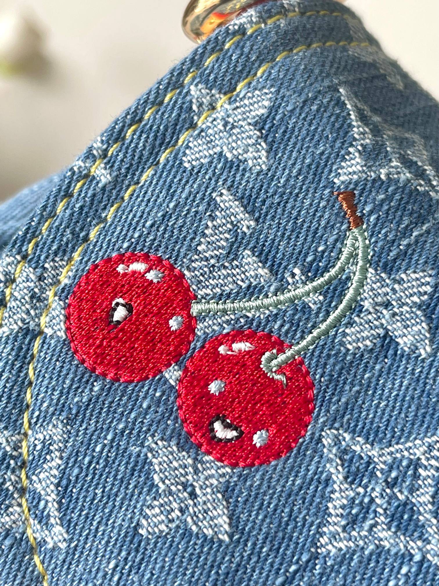 Louis Vuitton Sunset Crossbody Bag in Monogram Denim with Cherry Embroidery - Image 7