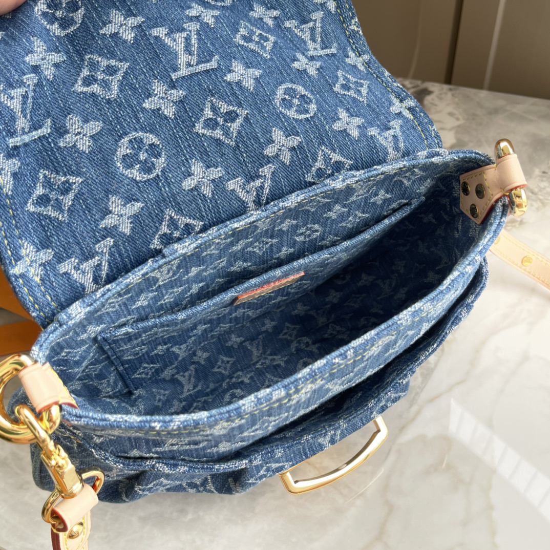 Saint Laurent Sunset Monogram Denim Crossbody Bag - Image 7