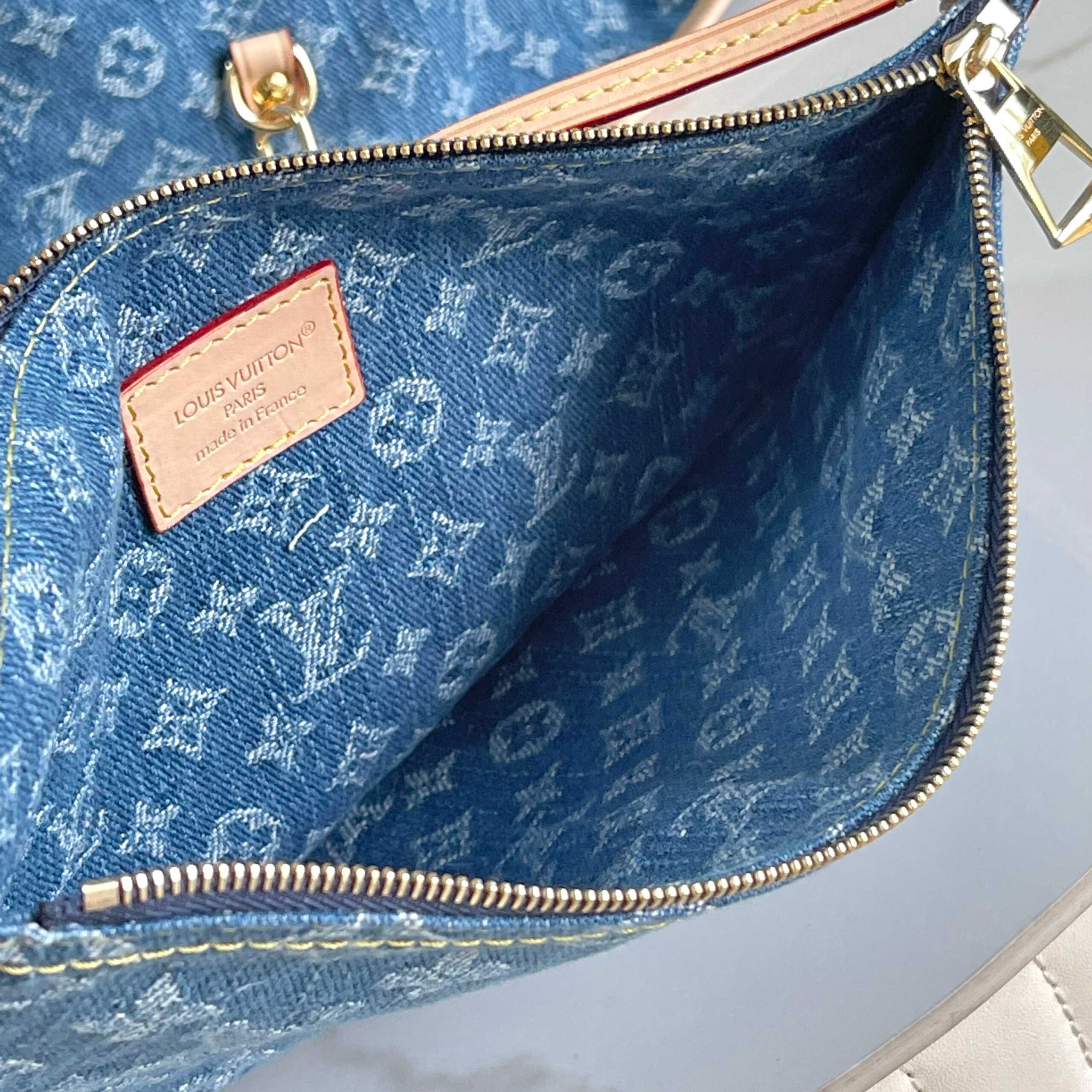 Louis Vuitton Neverfull MM Monogram Denim Tote Bag - Image 7