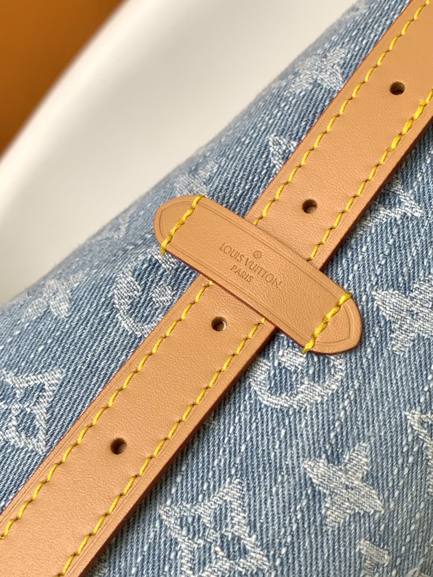 Louis Vuitton CarryAll Small Shoulder Bag in Blue Denim Monogram Canvas - Image 7