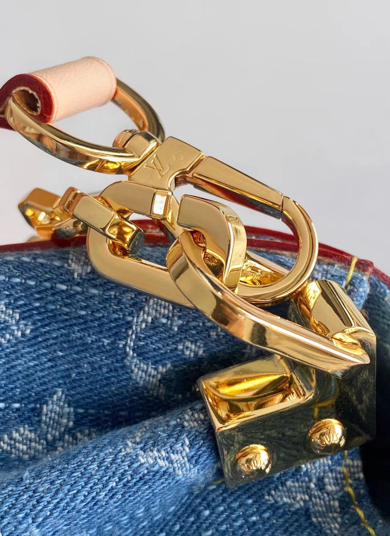 Louis Vuitton x TM Dauphine Soft Large Denim Shoulder Bag - Image 7