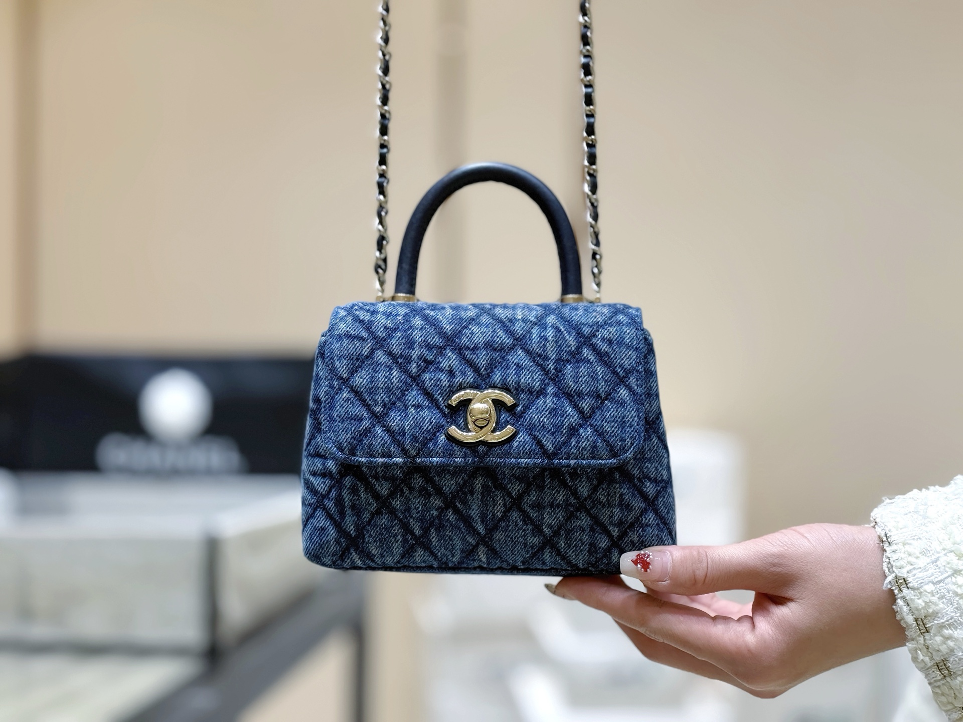 Chanel 26P Mini Coco Handle Denim Bag - Image 7