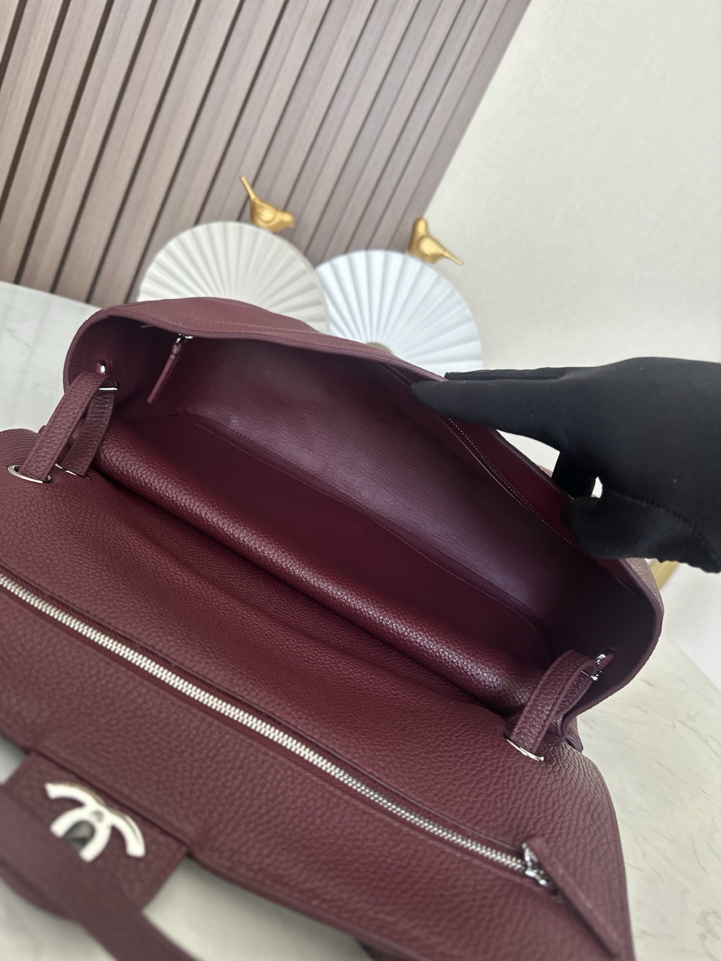 Chanel 26S Burgundy Large Flap Bag with Silver Hardware - Image 7