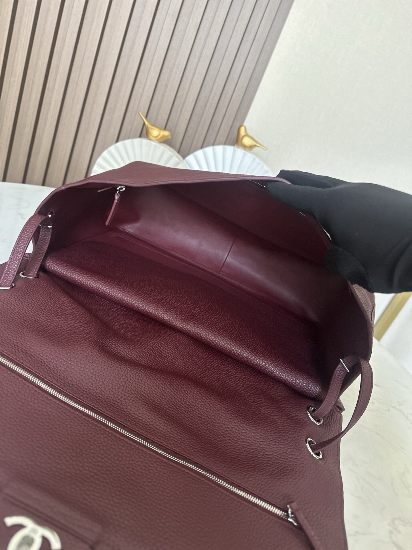 Chanel Wine-Red Maxi Flap Bag with Silver Clasp - Image 7