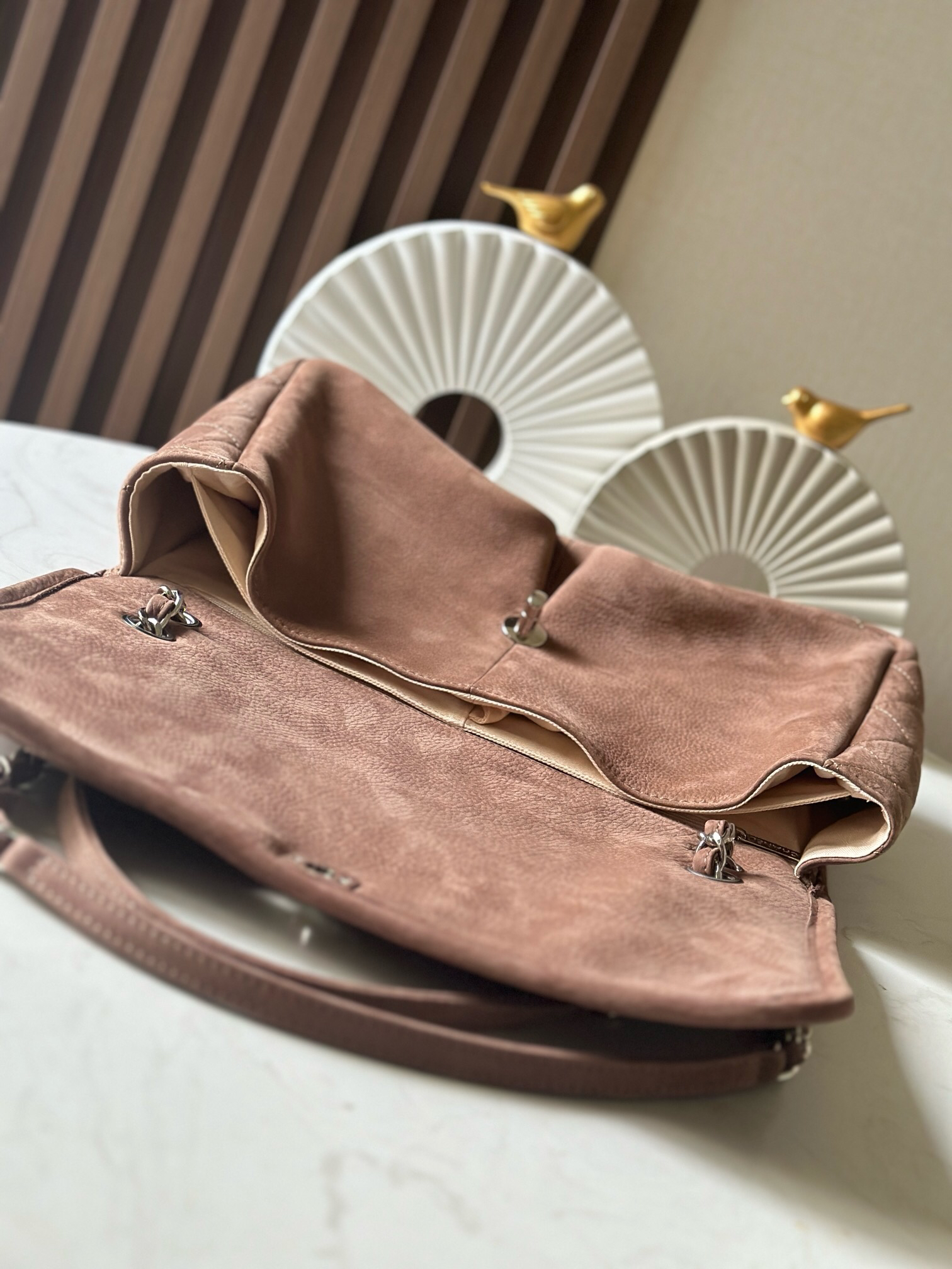Brown Double-Pocket Zip Tote Bag - Image 7