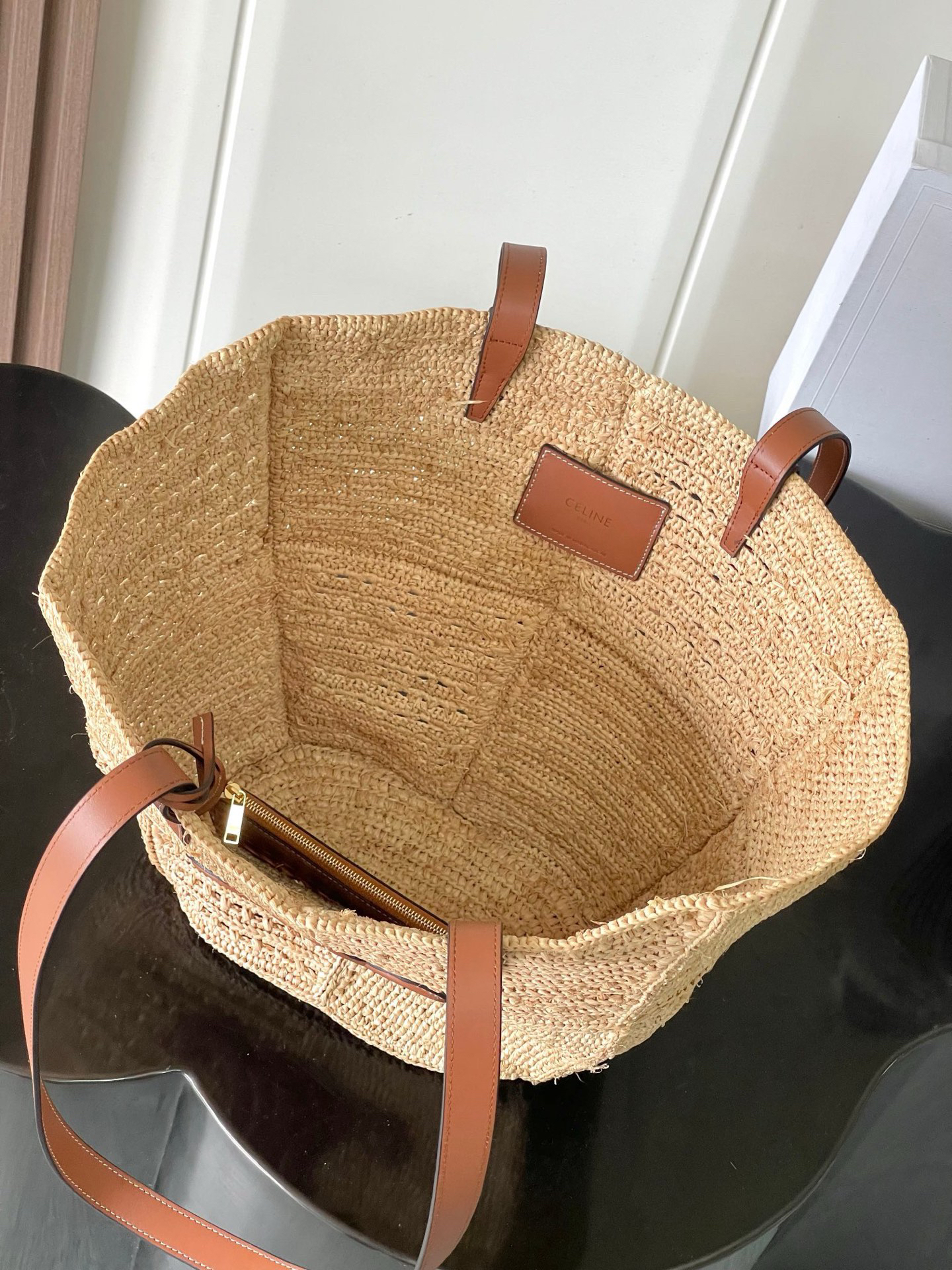CELINE Triomphe Medium Woven Basket Bag - Image 7