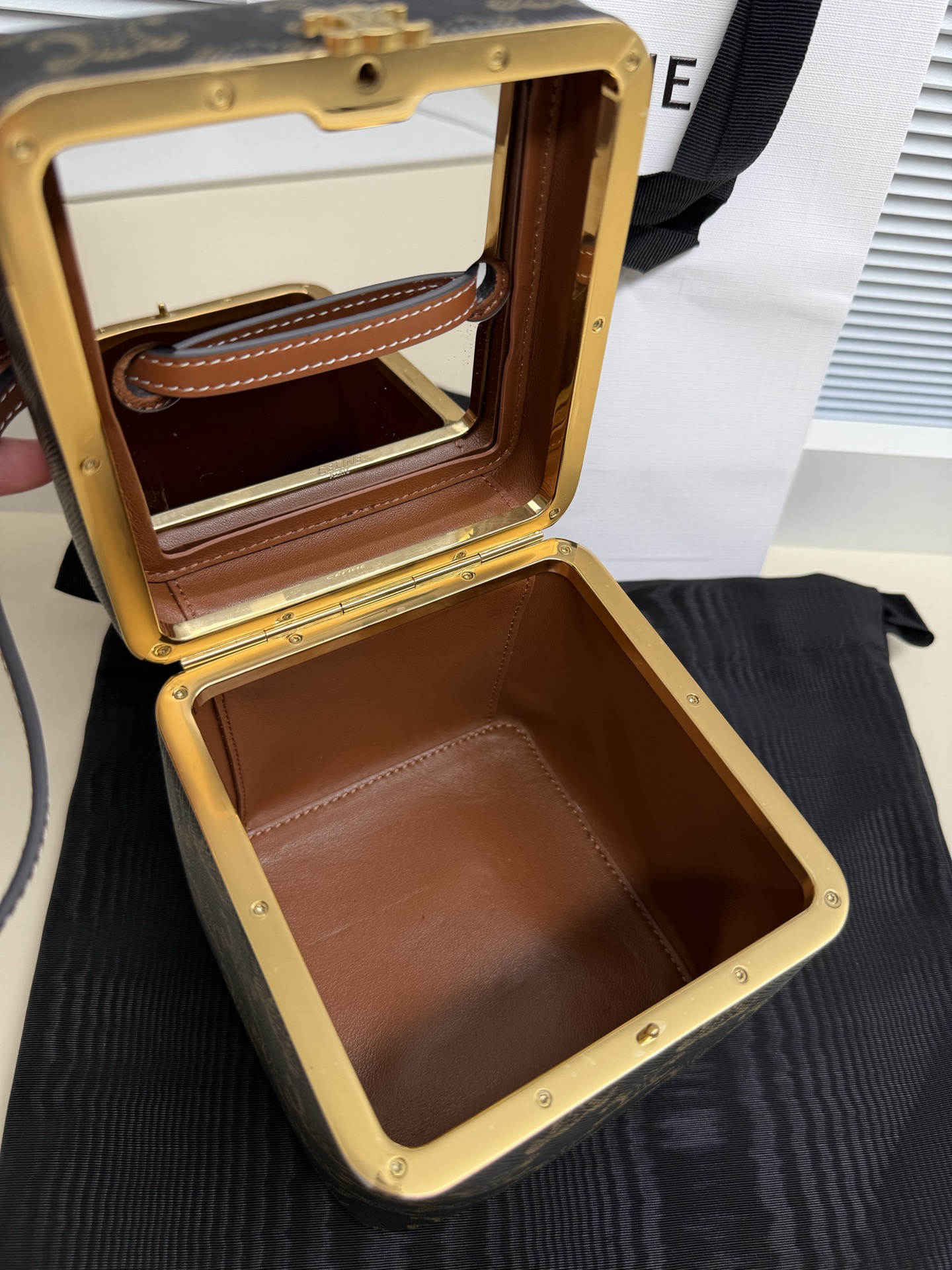 TRIOME FRAME Small Logo-Print Leather Box Handbag - Image 7