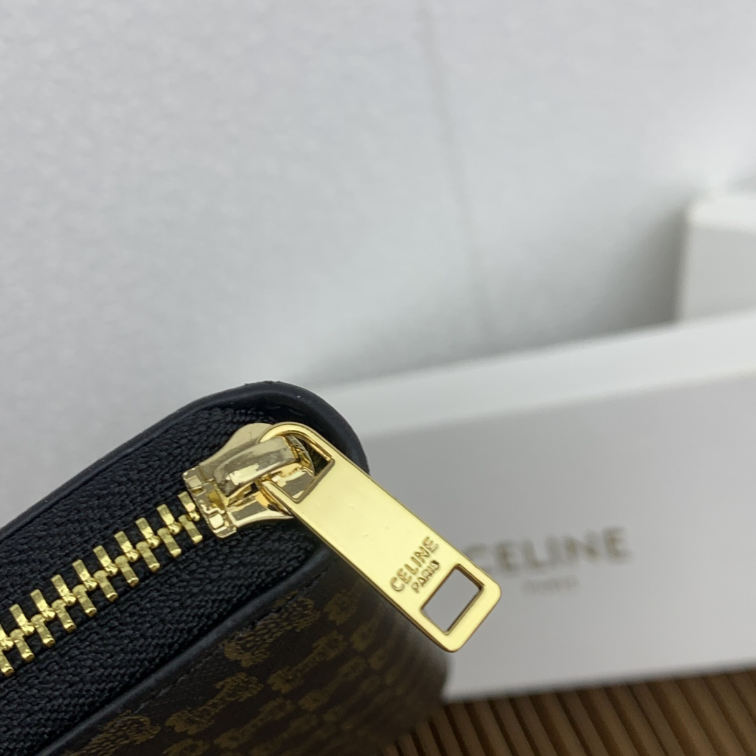 Celine Triomphe Canvas Large C Charm Zip Wallet - Image 7