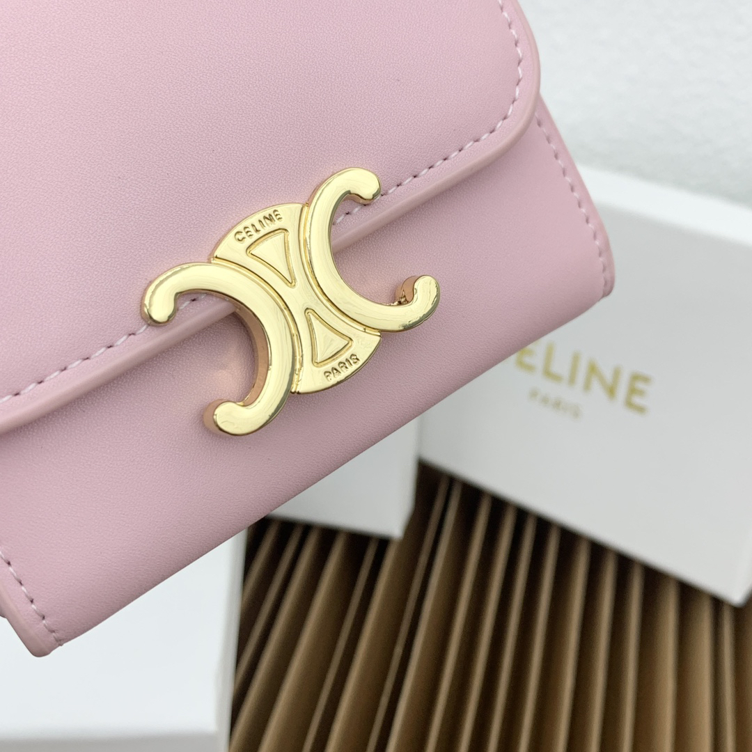Celine Triomphe Small Glossy Calfskin Wallet with Coin Pocket - Image 7