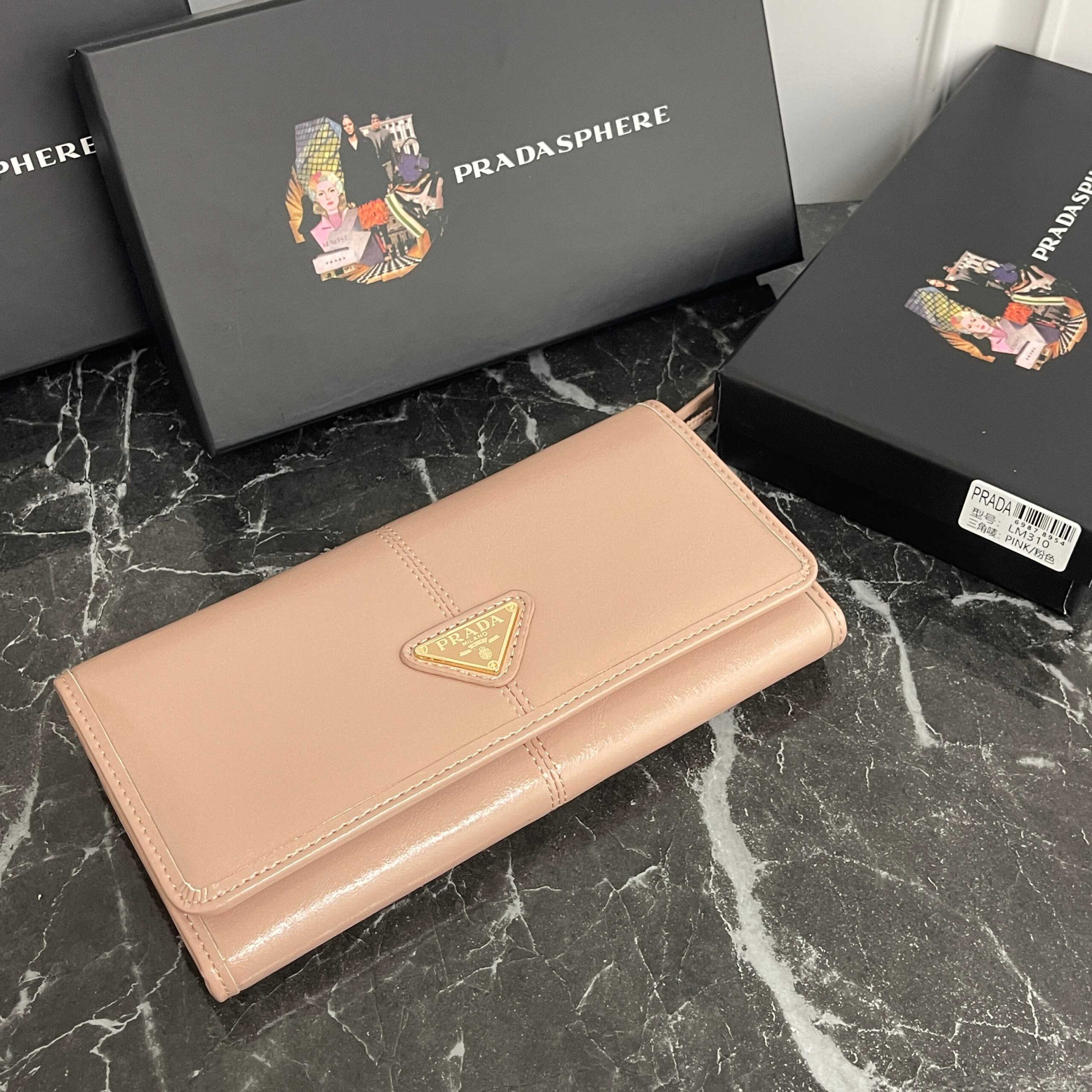 PRADA Large Waxed Leather Wallet with Triangle Logo Snap Closure - Image 7