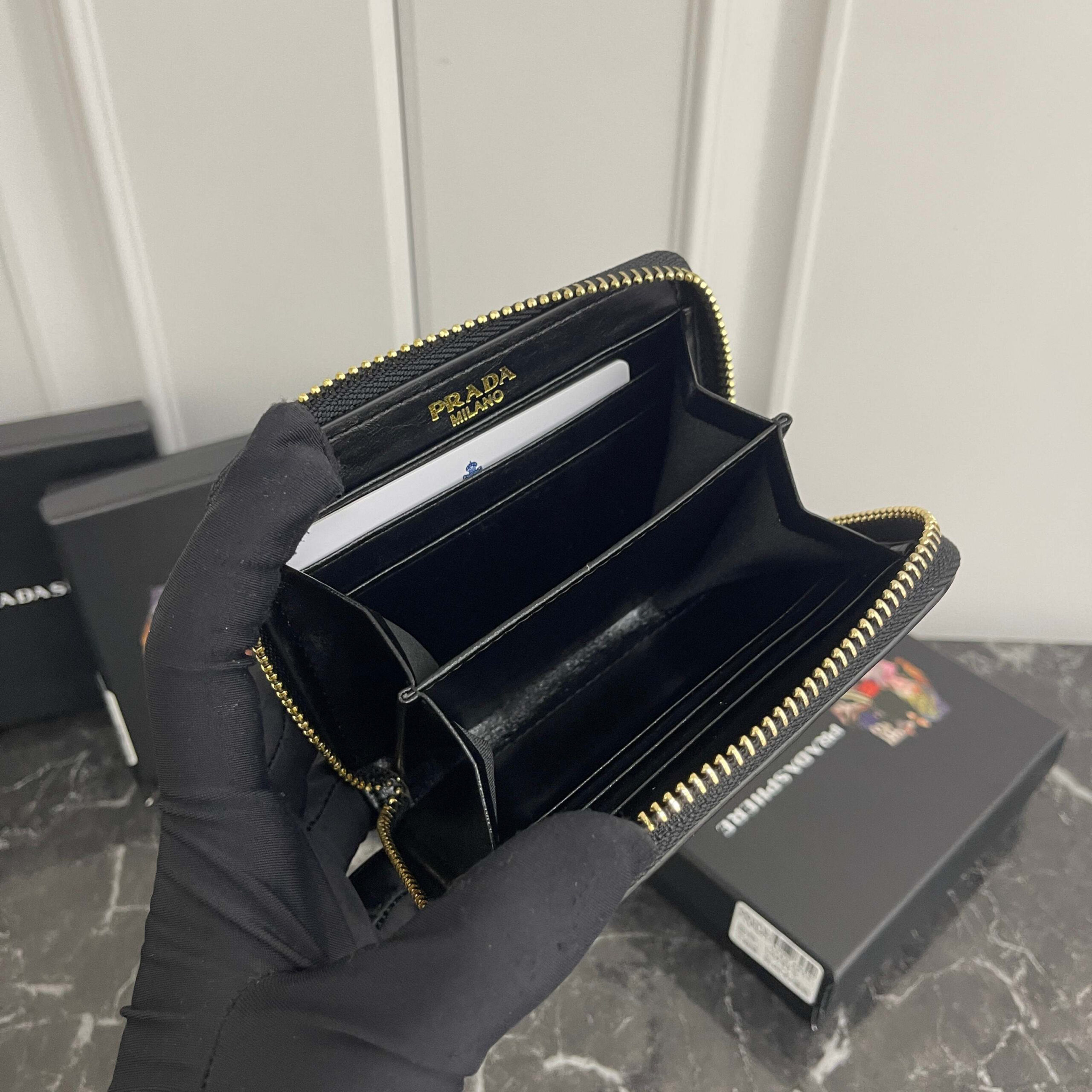 Prada Oil-Waxed Leather Logo Coin Purse - Image 7