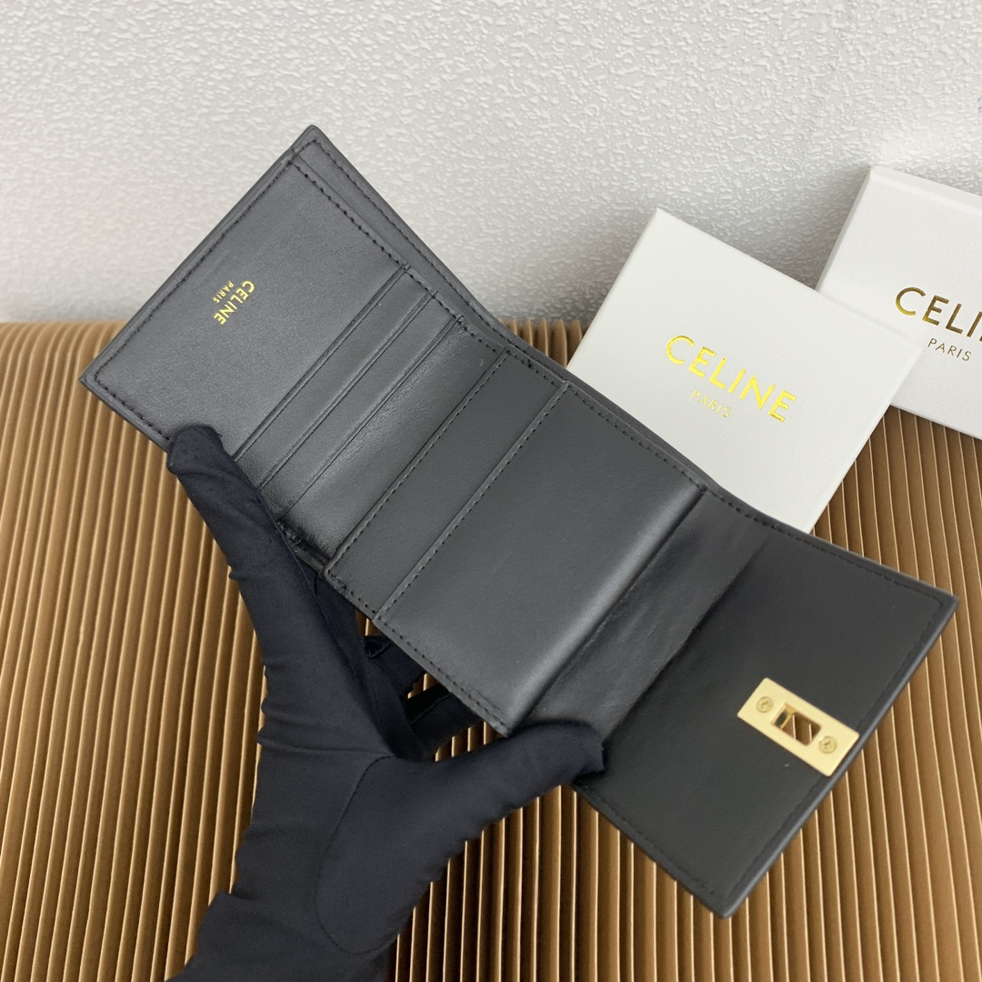 Celine Triomphe 16 Small Leather Trifold Wallet - Image 7